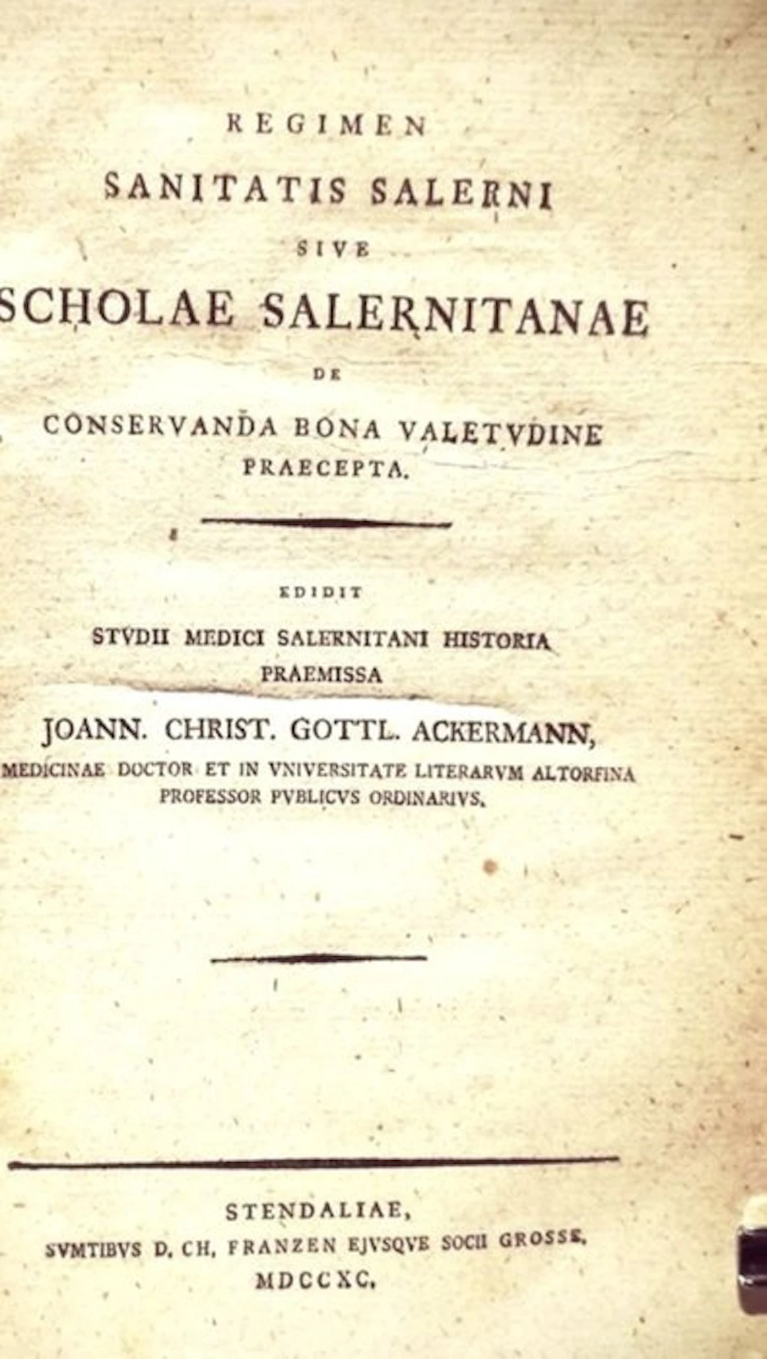 Anonimo. - Regimen Sanitatis Scholae Medicae Salernitanae - 1790