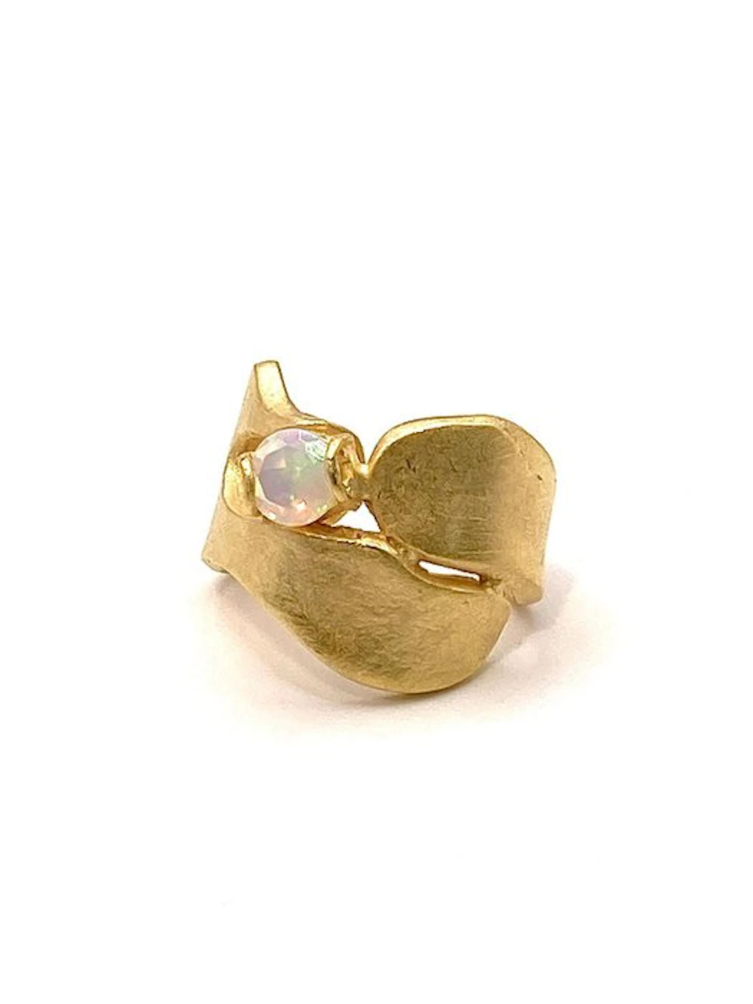 No reserve price - Ring Silver, Gold-plated Opal