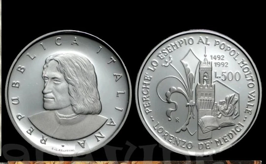 Italy. 500 Lire 1992 "500° Anniversario della morte di...