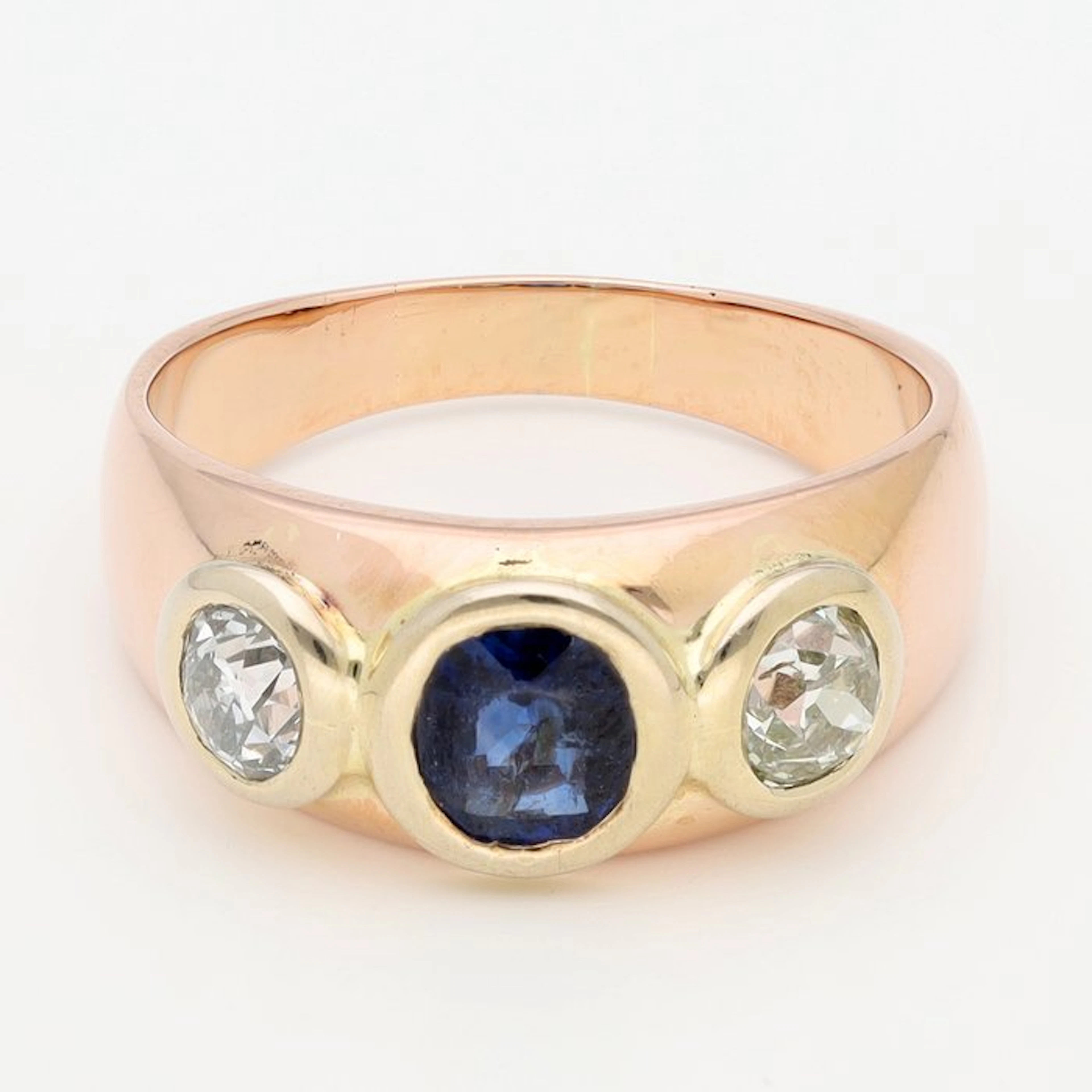 Ring - 18 kt. Yellow gold, Rose gold Sapphire - Diamond