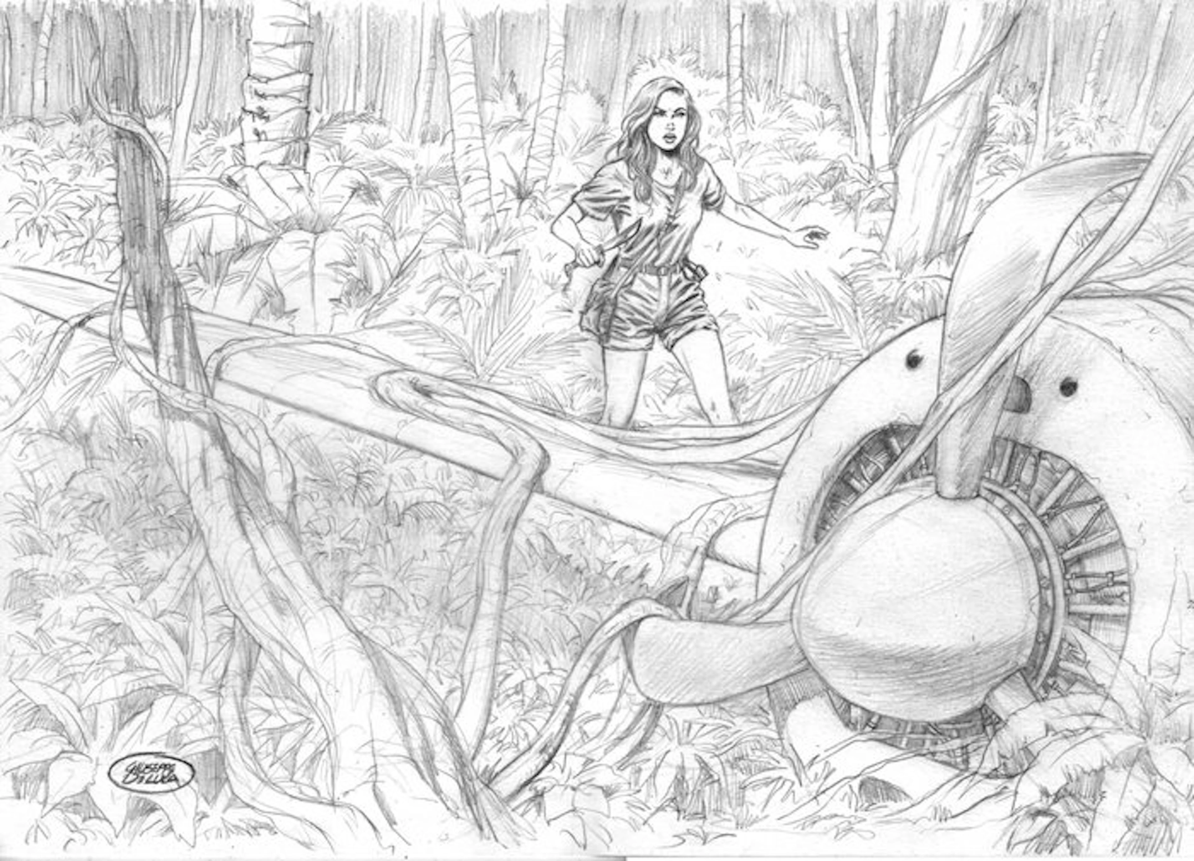 De Luca, Giuseppe - 1 Original drawing - Buck Danny - Lady X ( Jane Hamilton)