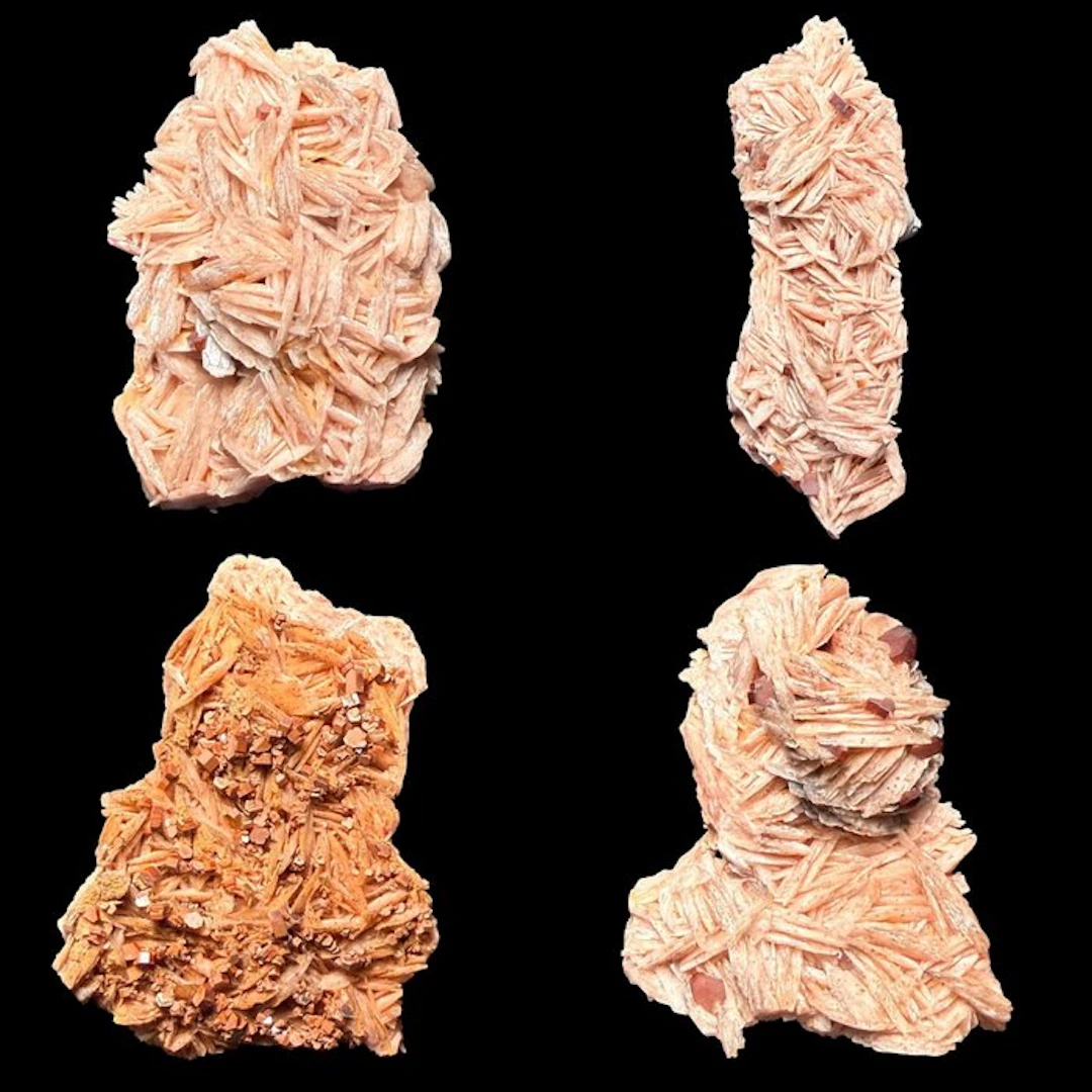Lot of 4 pink barites with vanadinite from Mibladen.- 450 g