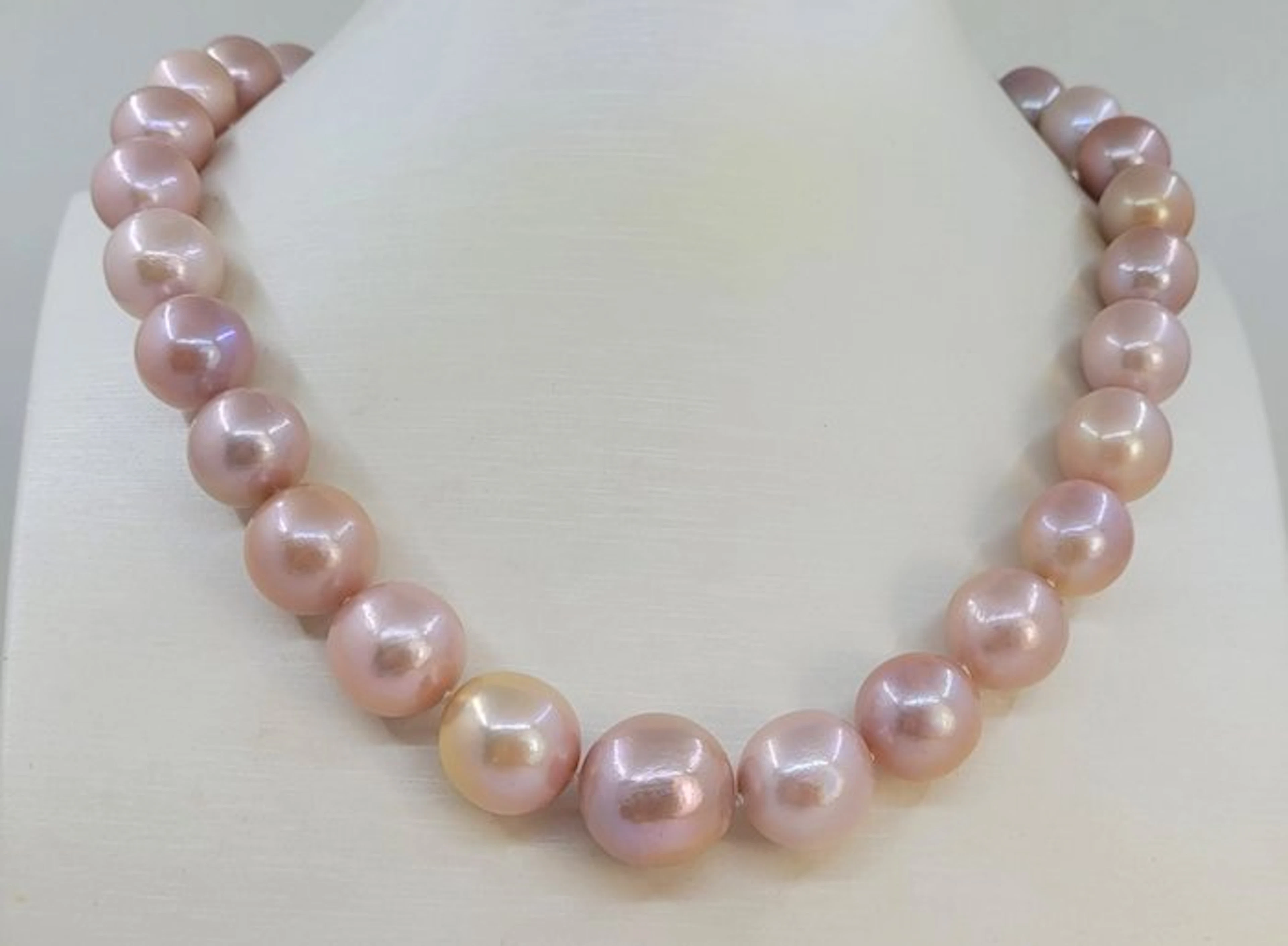 Necklace - 14 kt. White gold - 12x16mm Edison Pearls