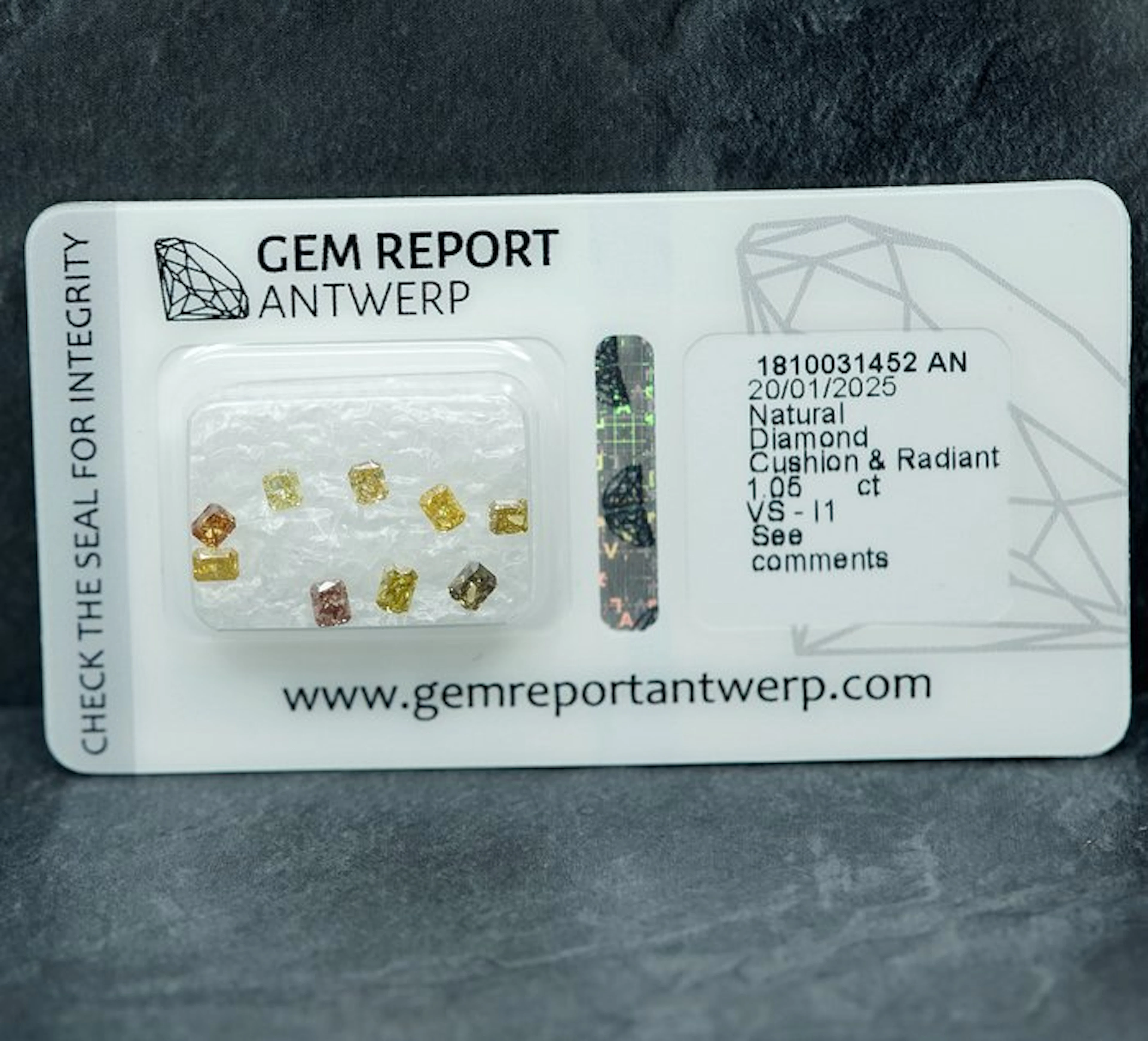 9 pcs Diamond (Natural) - 1.05 ct - VS1, I1 - Gem Report Antwerp (GRA)