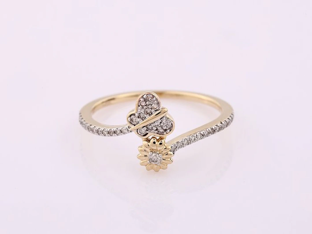 Ring - 14 kt. Yellow gold - 0.14ct. tw. Diamond (Natural)