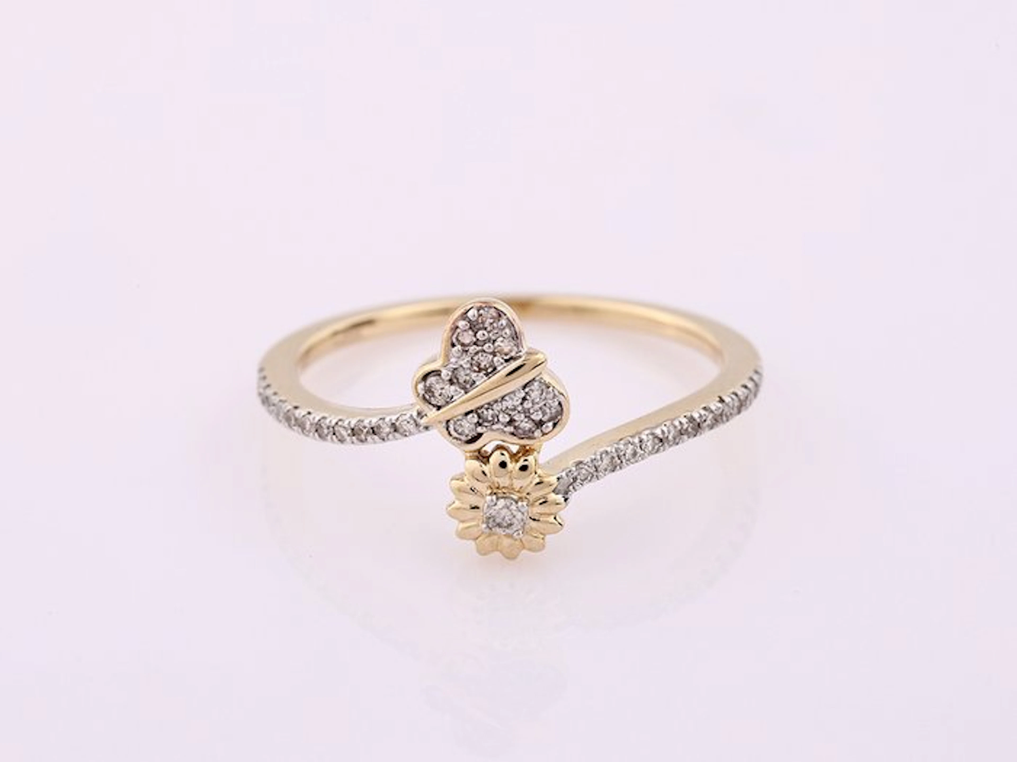 Ring - 14 kt. Yellow gold - 0.14ct. tw. Diamond (Natural)