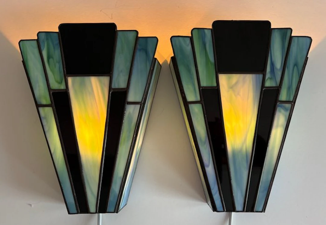 Wall lamp (2) - Glass - Art Deco style