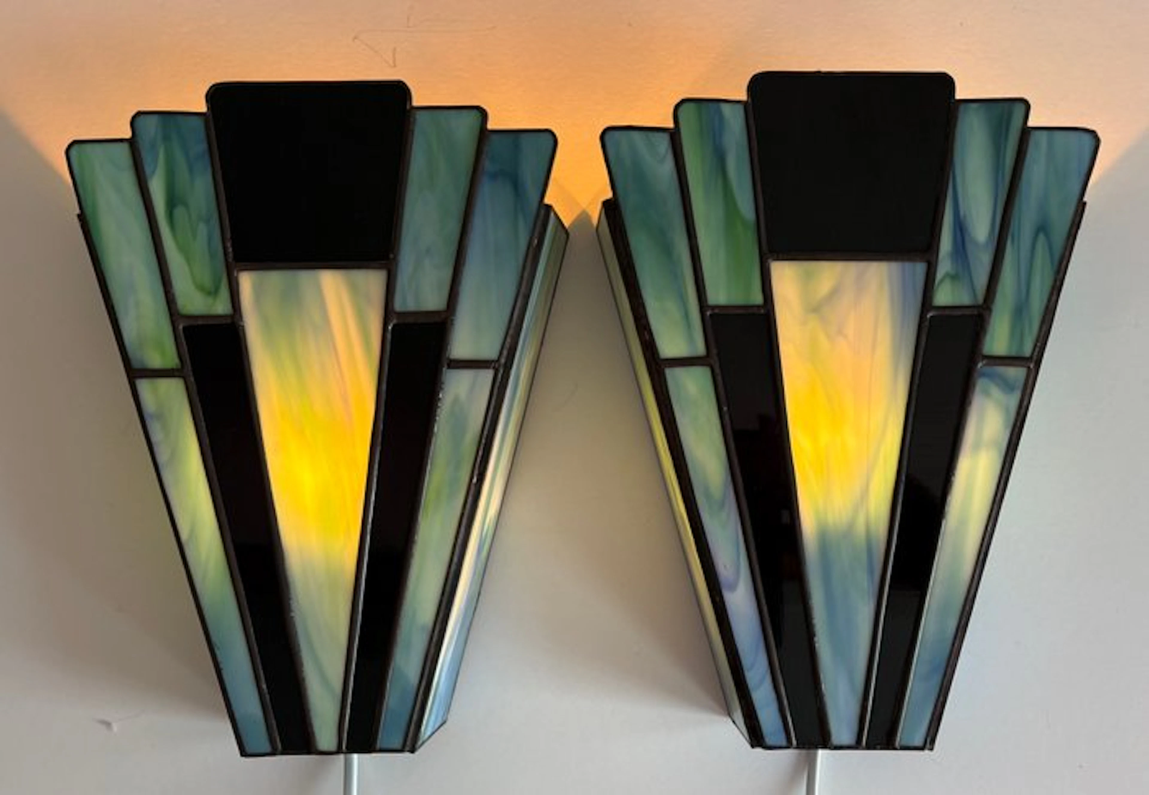 Wall lamp (2) - Glass - Art Deco style