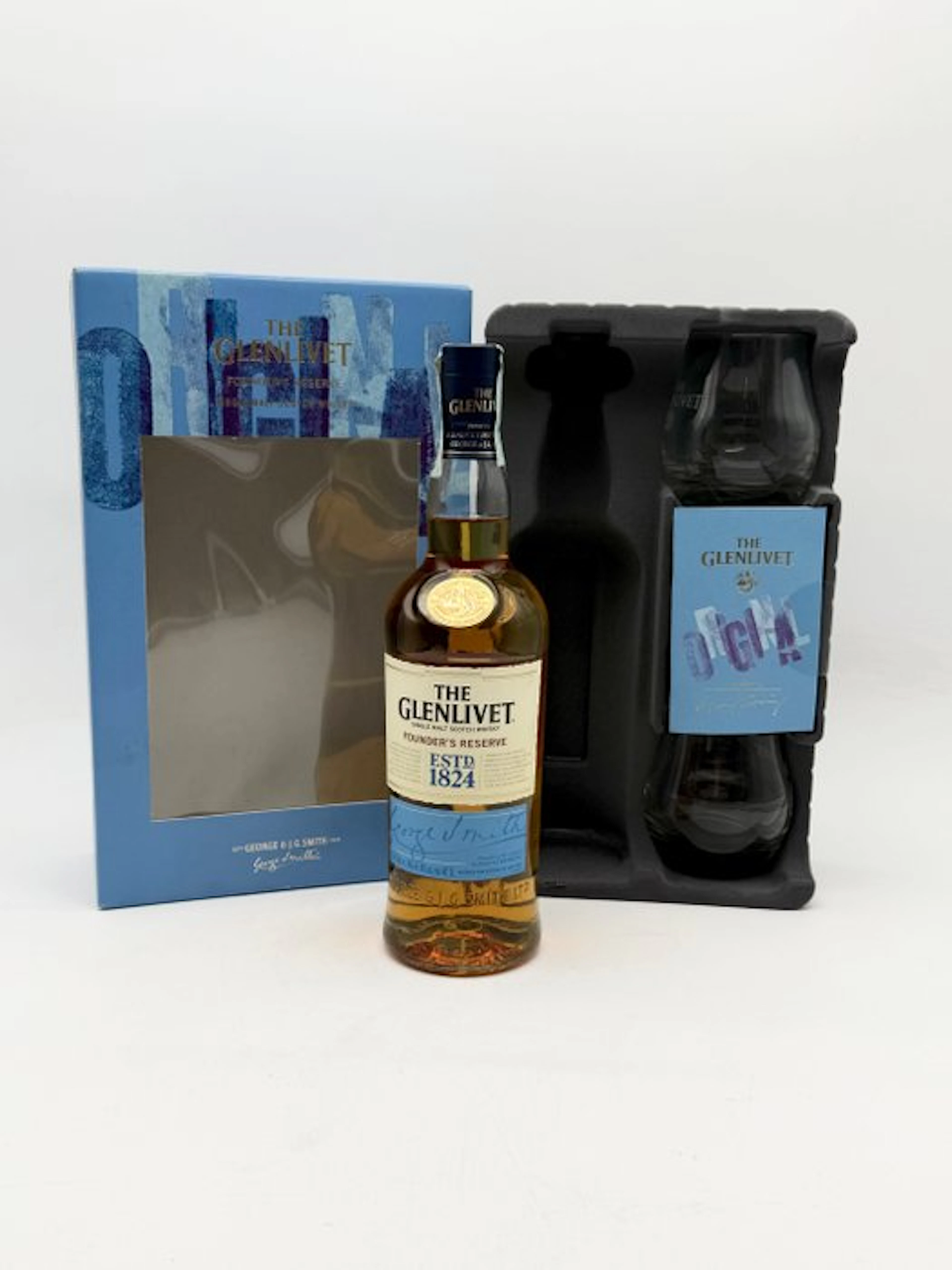 The Glenlivet Founder's Reserve - Gift Set with Glasses - b. 2015 - 70cl