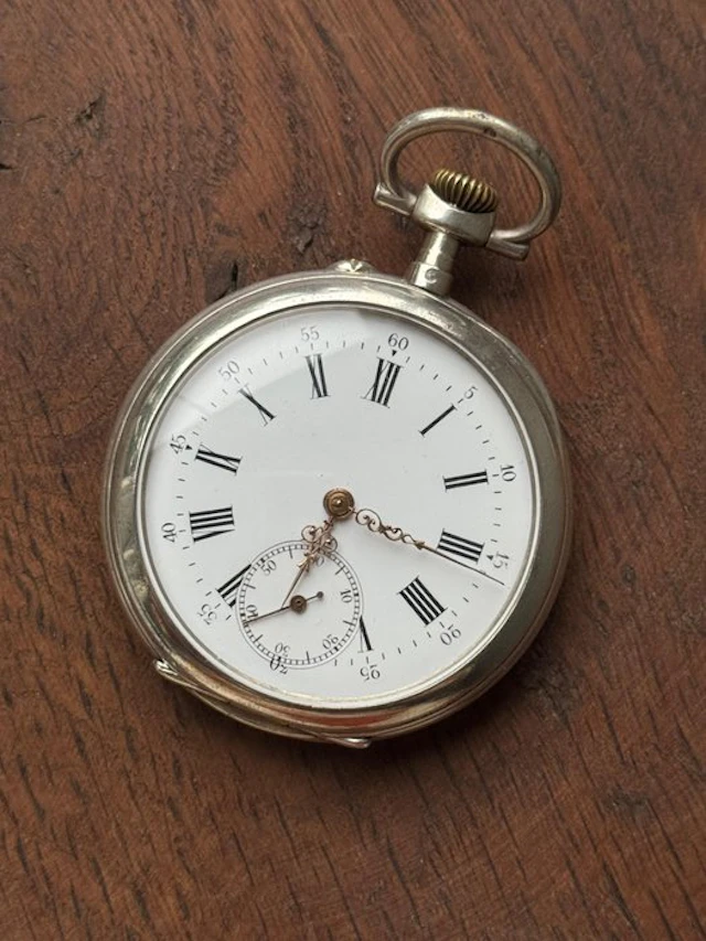 A Silver Timekeeper with Guilloché Case – French Pocket Watch - 1900-1949