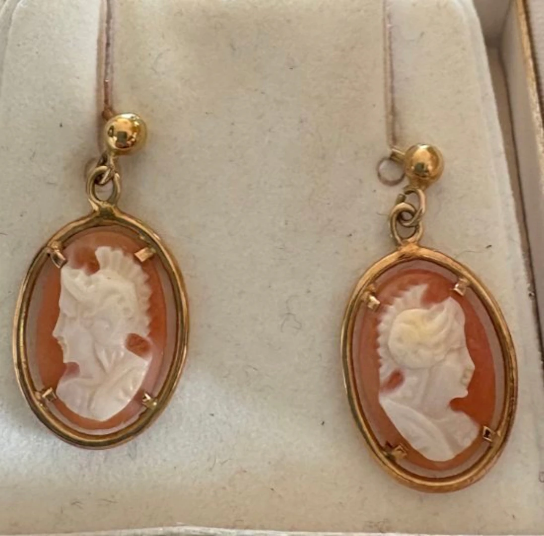 No reserve price - Earrings - 18 kt. Yellow gold Carnelian