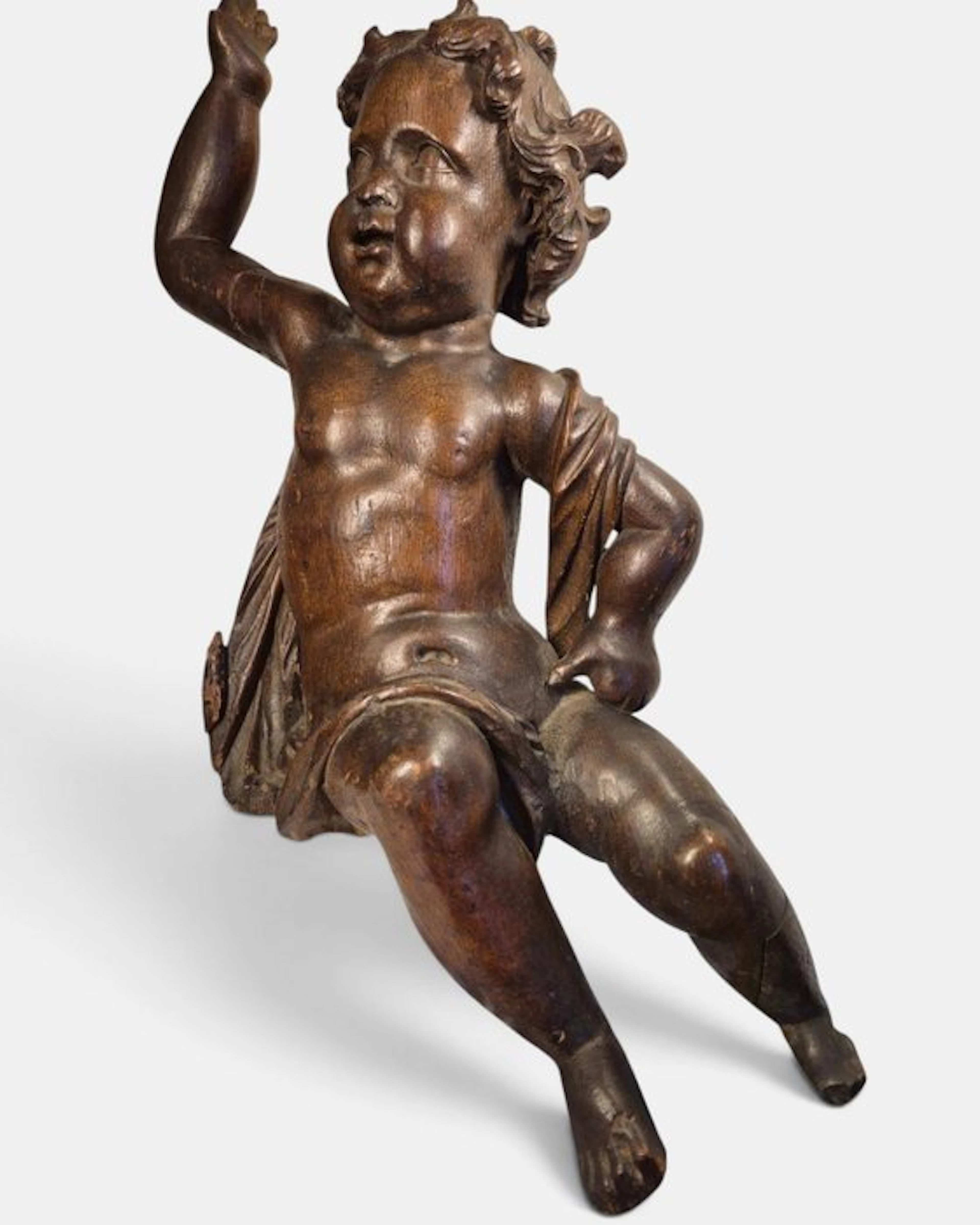 Sculpture, Putto - 60 cm - Oak