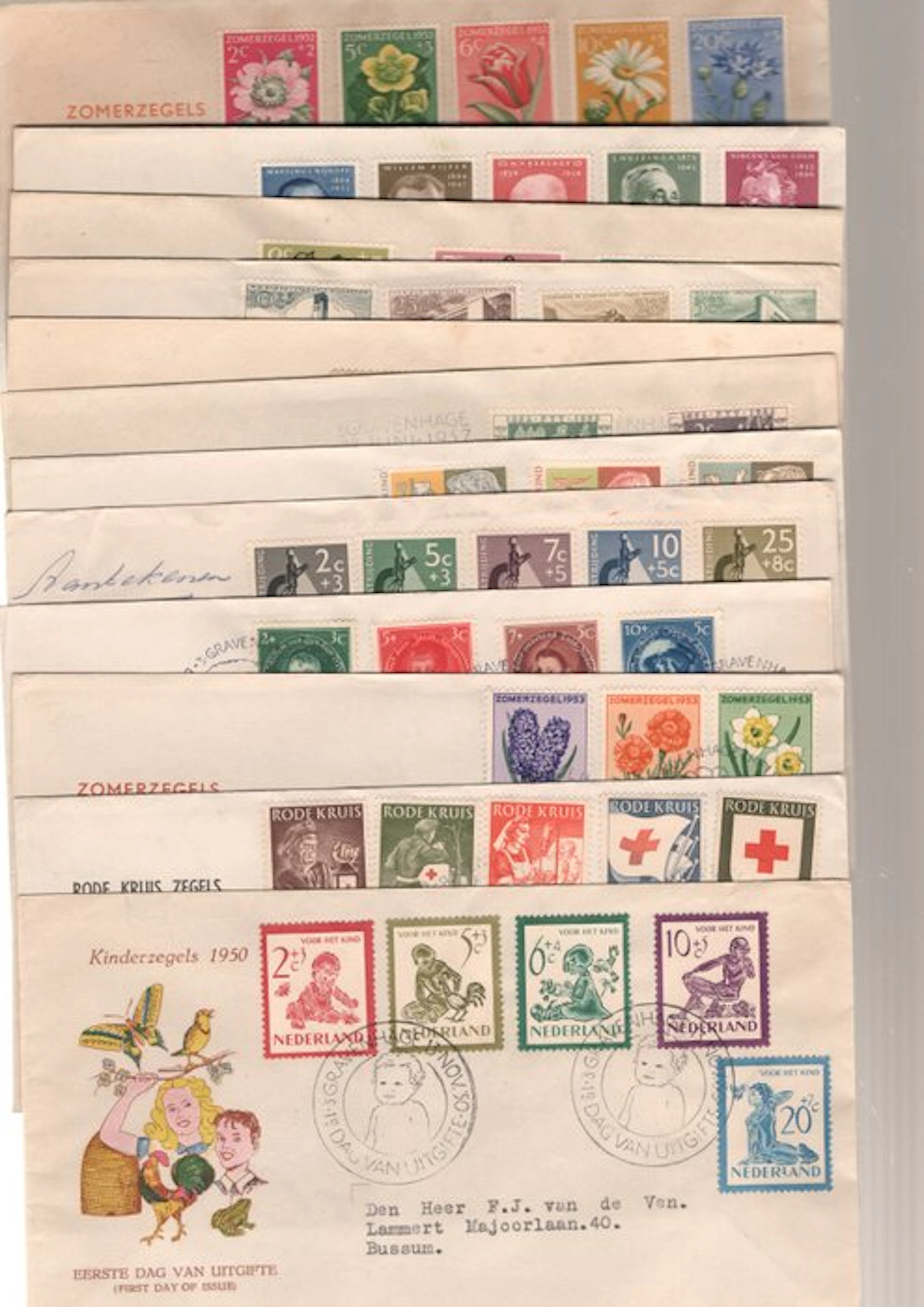 Netherlands 1950/1952 - Netherlands 12 better FDCs from the 1950s.