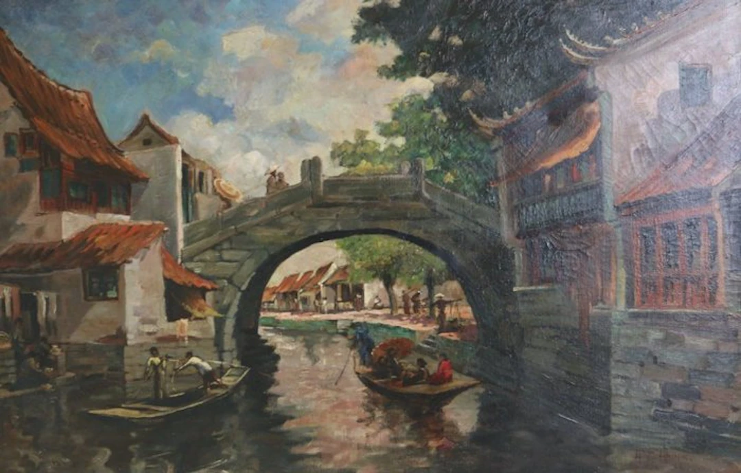 G.T Ubink (1894-1948) - Stadsgezicht Gonchono