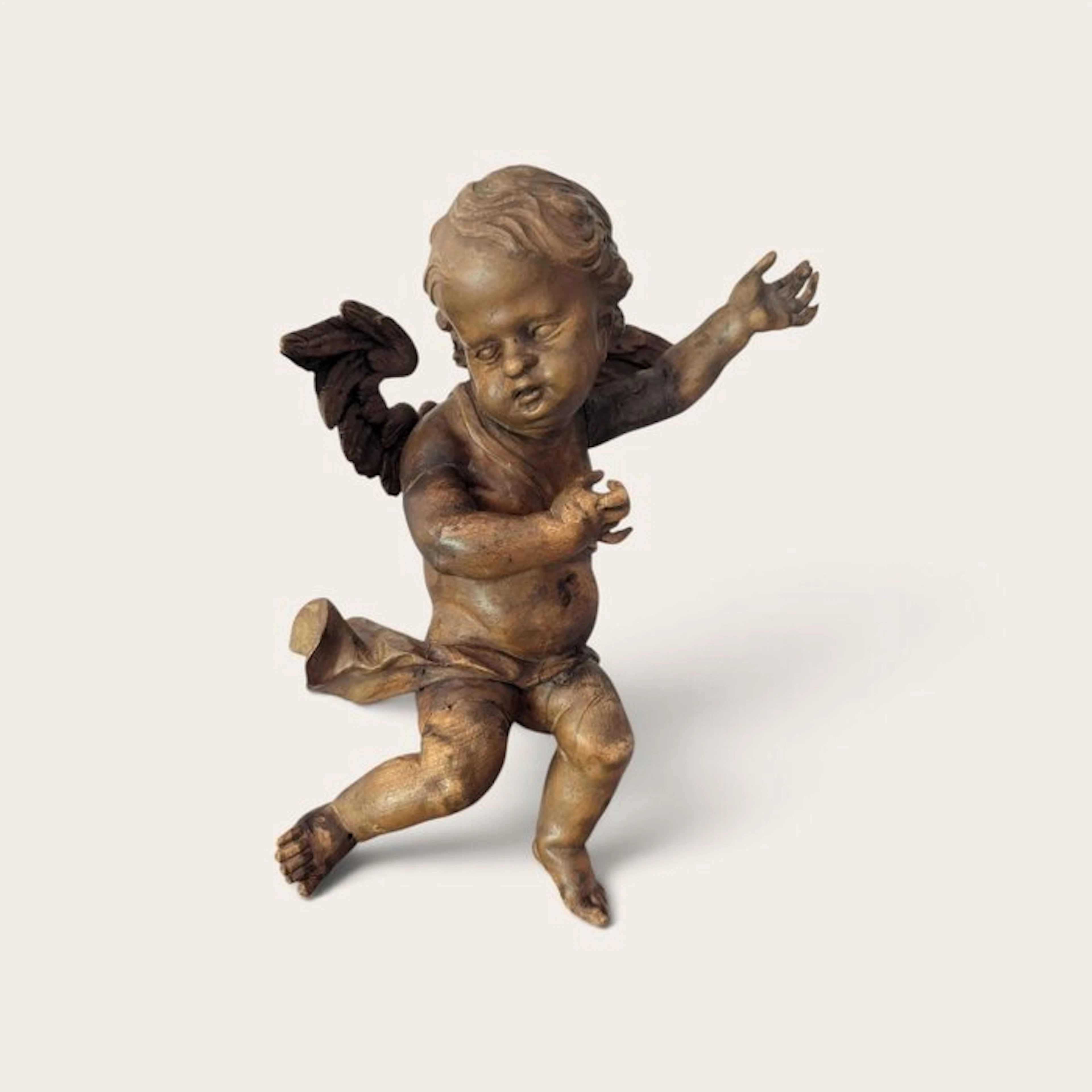 Escuela española - Sculpture, Antiguo ángel barroco. S.XVIII - 46 cm - Wood
