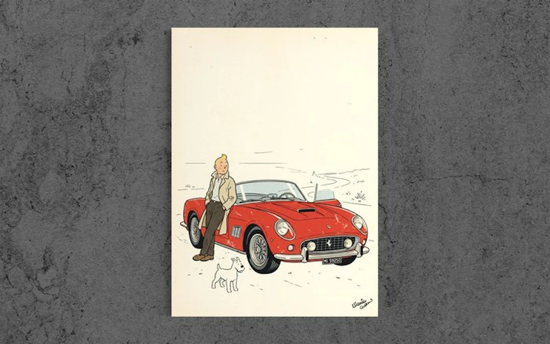 Maria Cuomo - TINTIN'S ROAD TOUR FERRARI 250 GT SPYDER Canvas Limited Edition