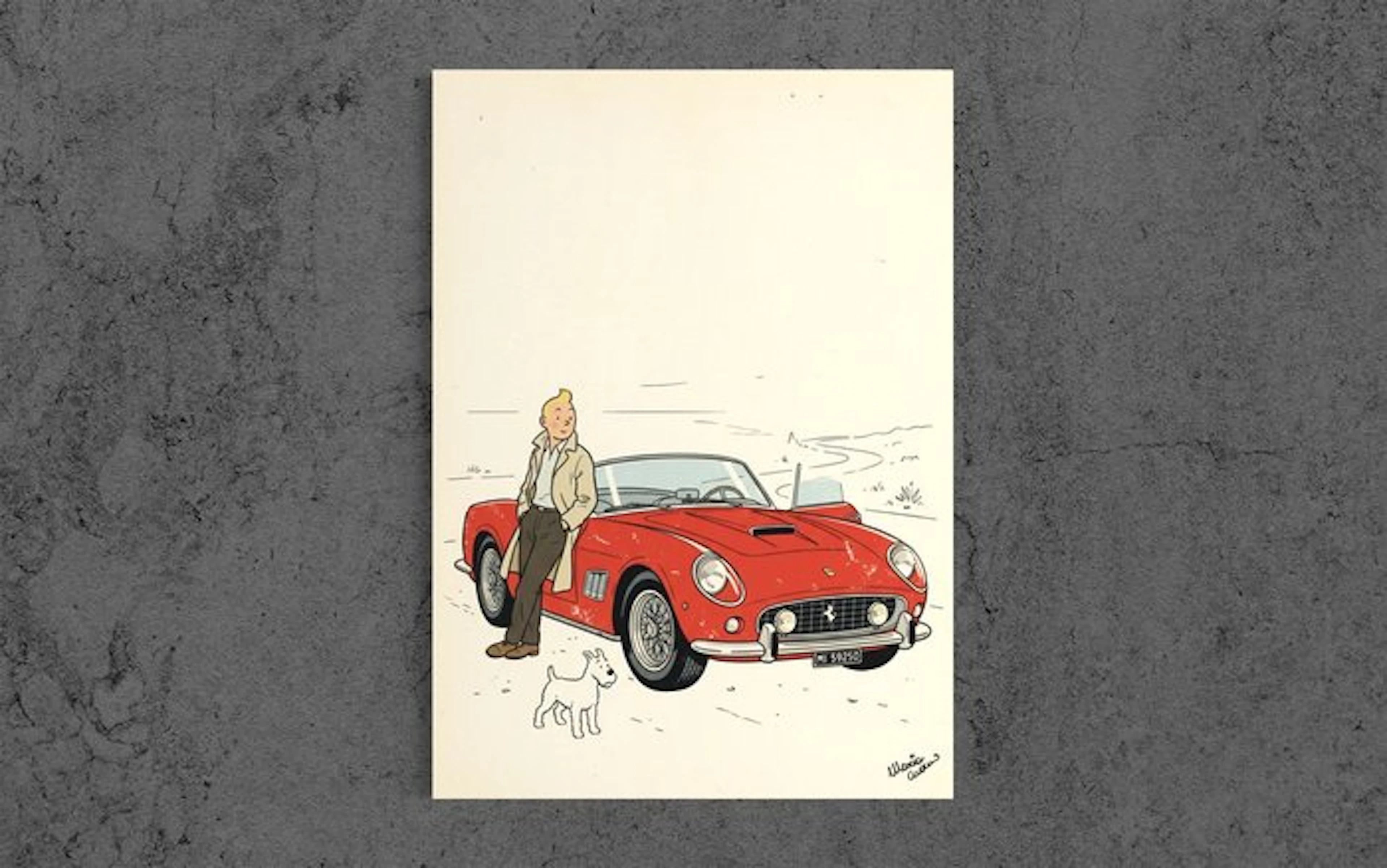 Maria Cuomo - TINTIN'S ROAD TOUR FERRARI 250 GT SPYDER Canvas Limited Edition