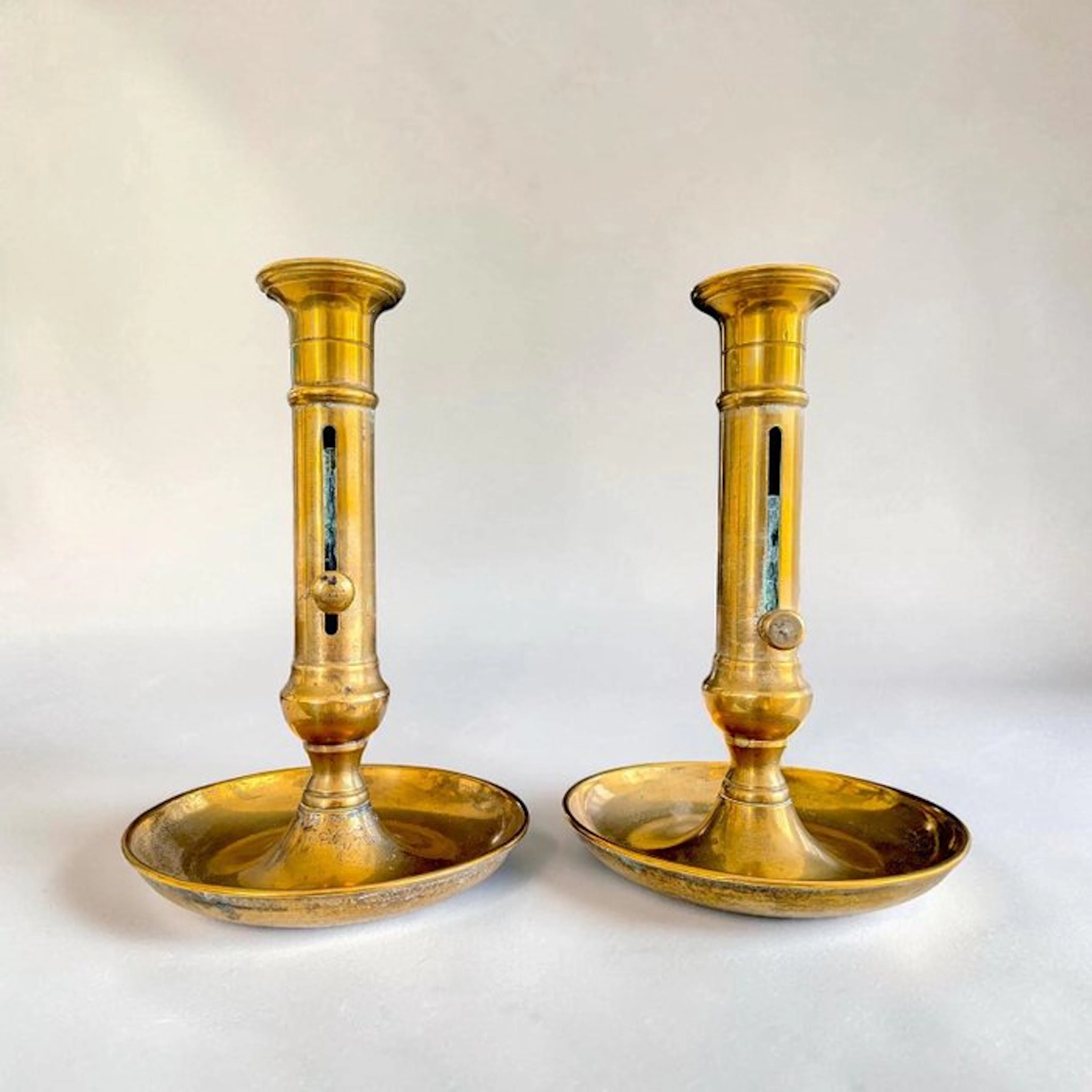 Candleholder C. 1880 - Victorian Adjustable Bedroom Candleholders - Brass