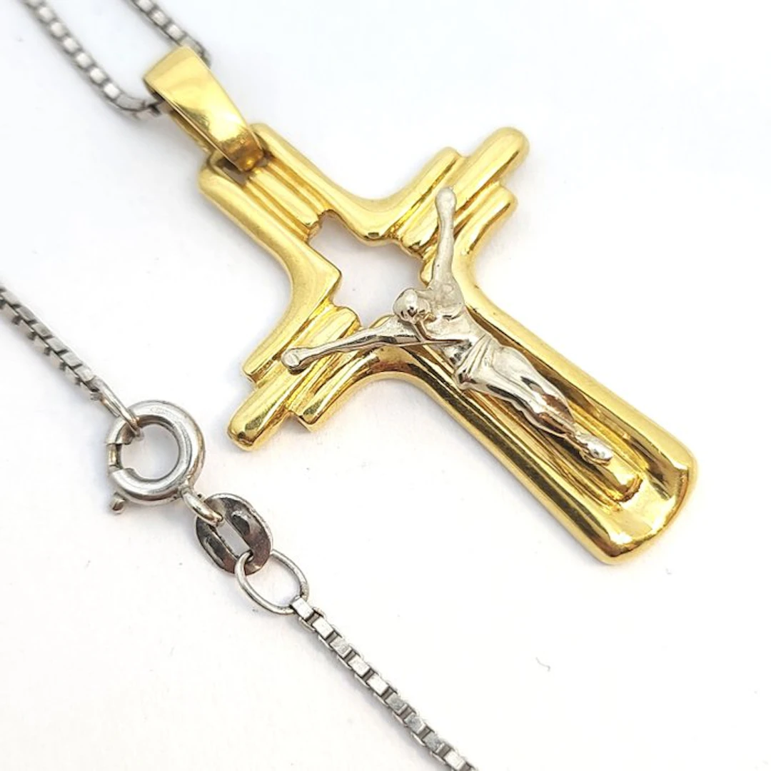 Necklace with pendant - 18 kt. Yellow gold, White gold