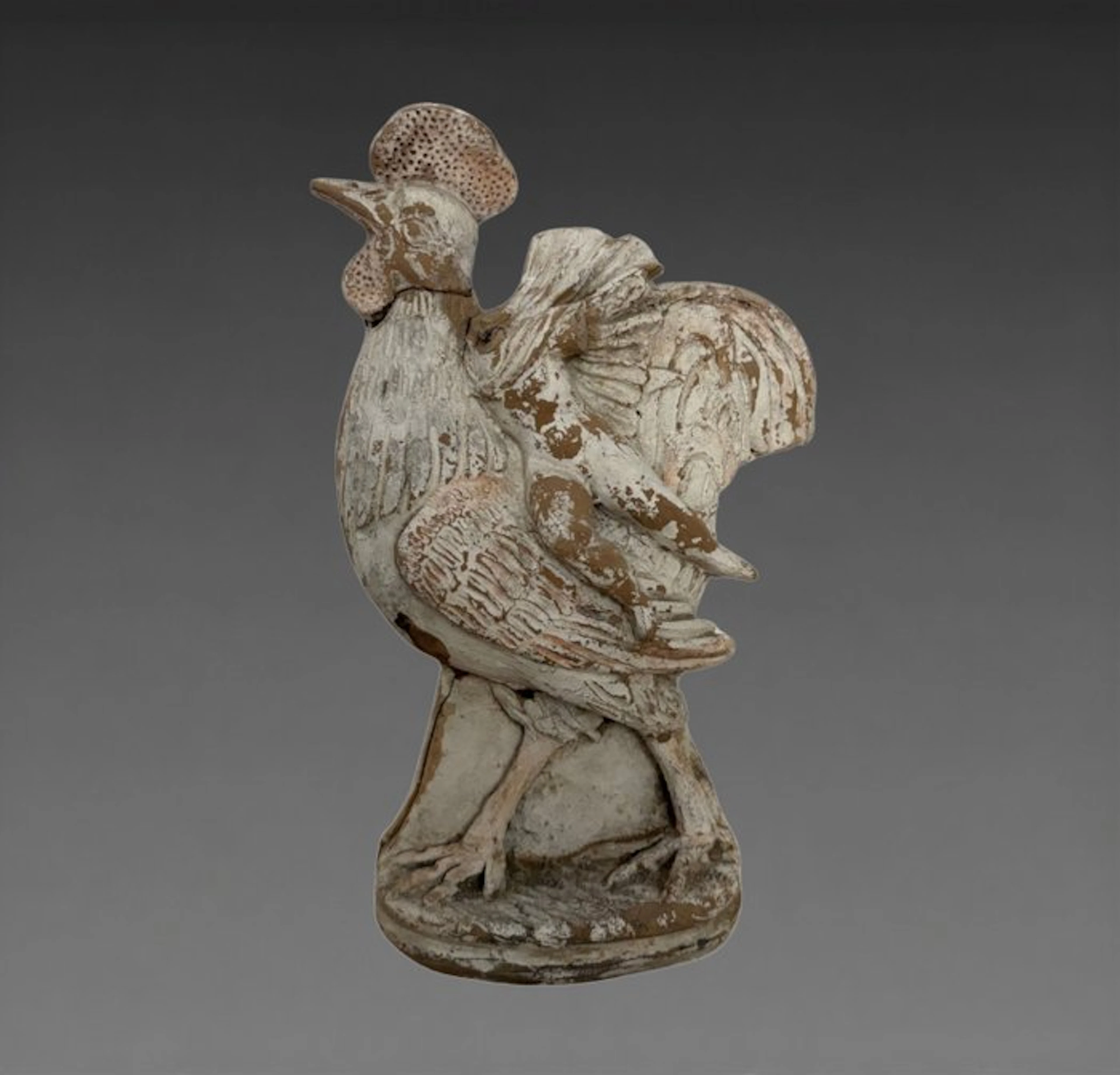 Ancient Greek Terracotta Ganymede riding a giant rooster - 20 cm