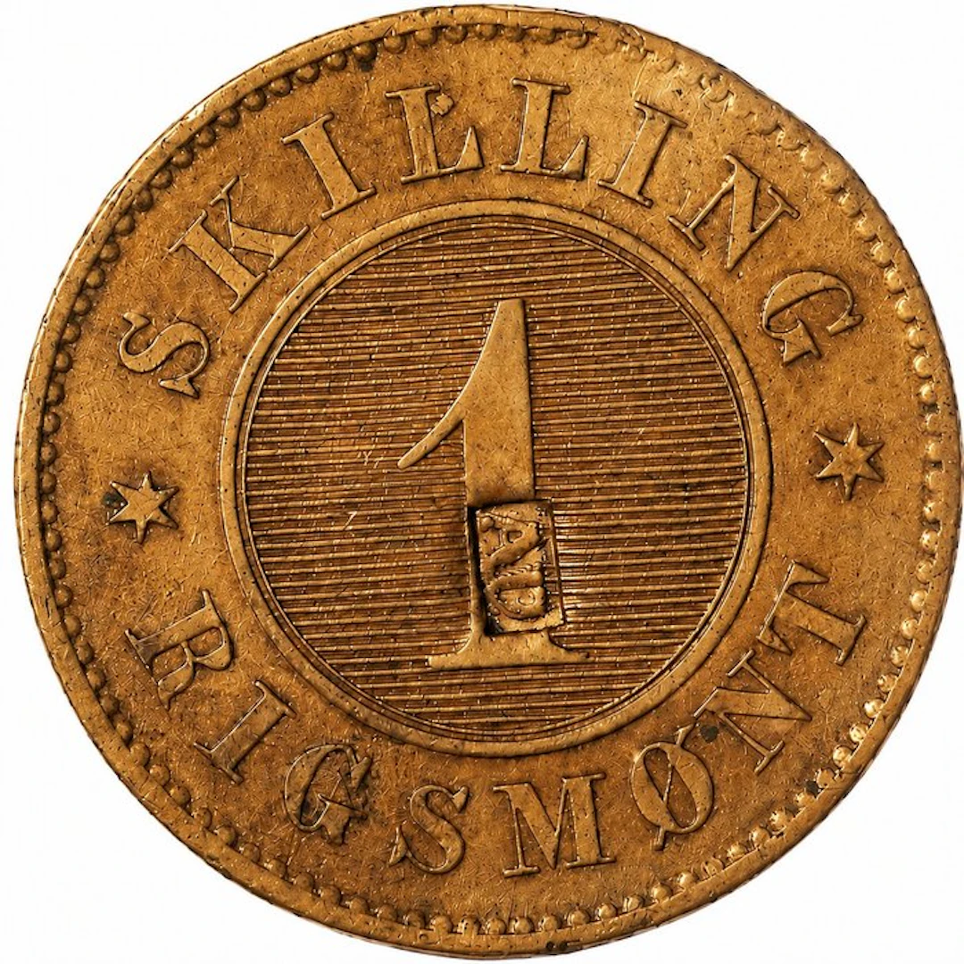 Denmark. Frederik VII. 1 Skilling Rigsmont 1856 / Countermark on the reverse