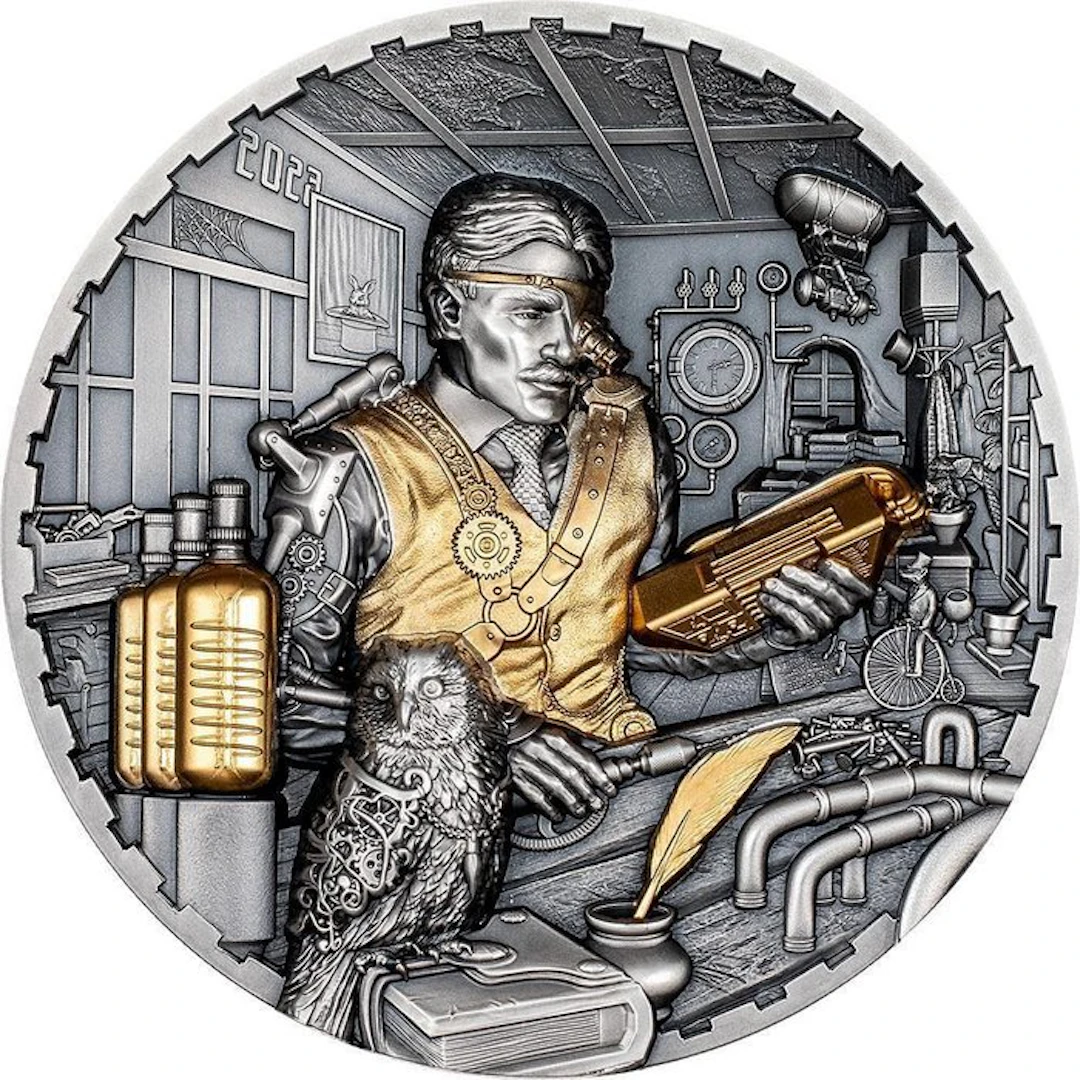 Cook Islands. 20 Dollars 2023 Science Lab Steampunk, 3 Oz (.999)