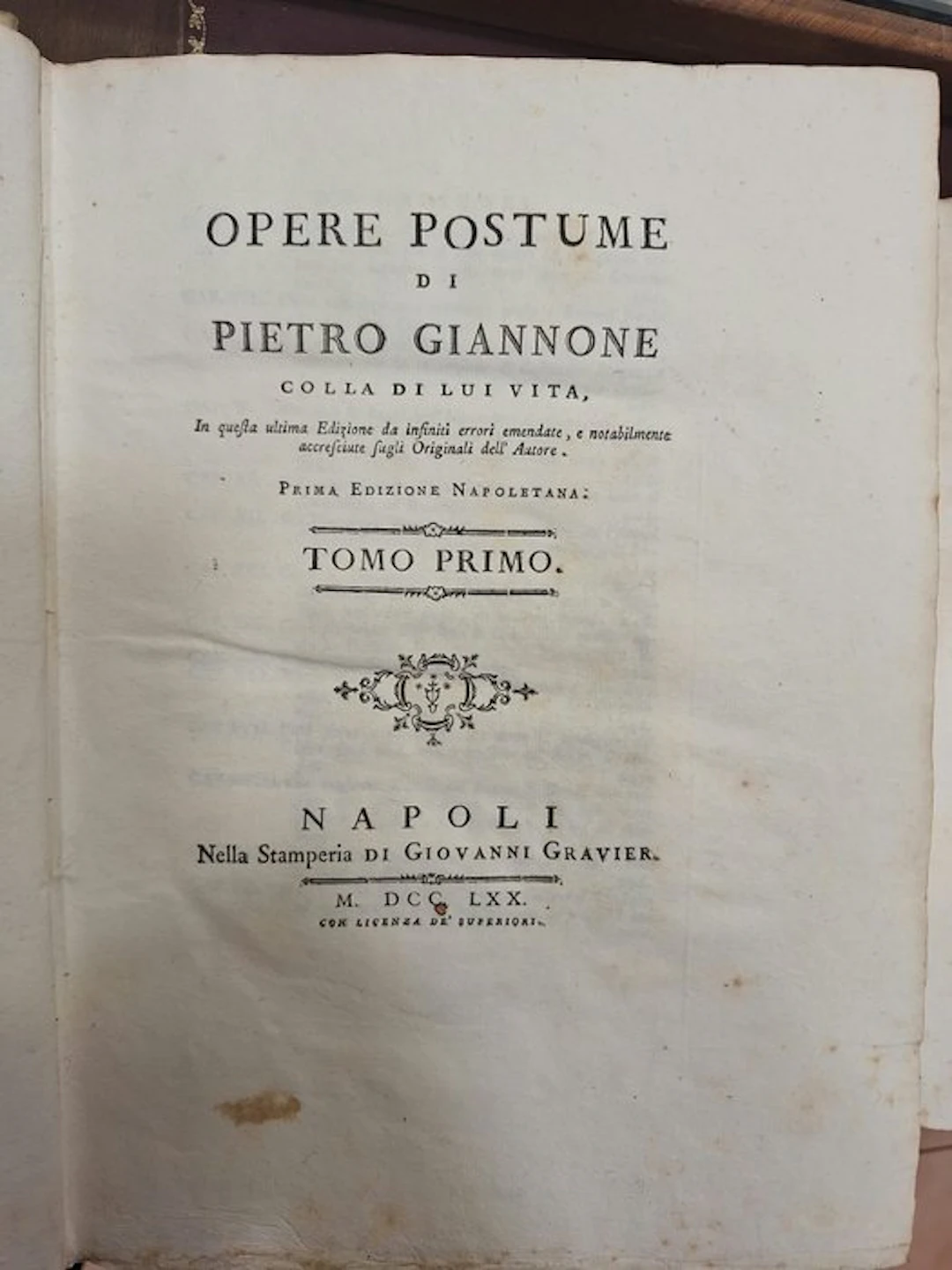 Pietro Giannone - Opere postume di Pietro Giannone - 1770-1777