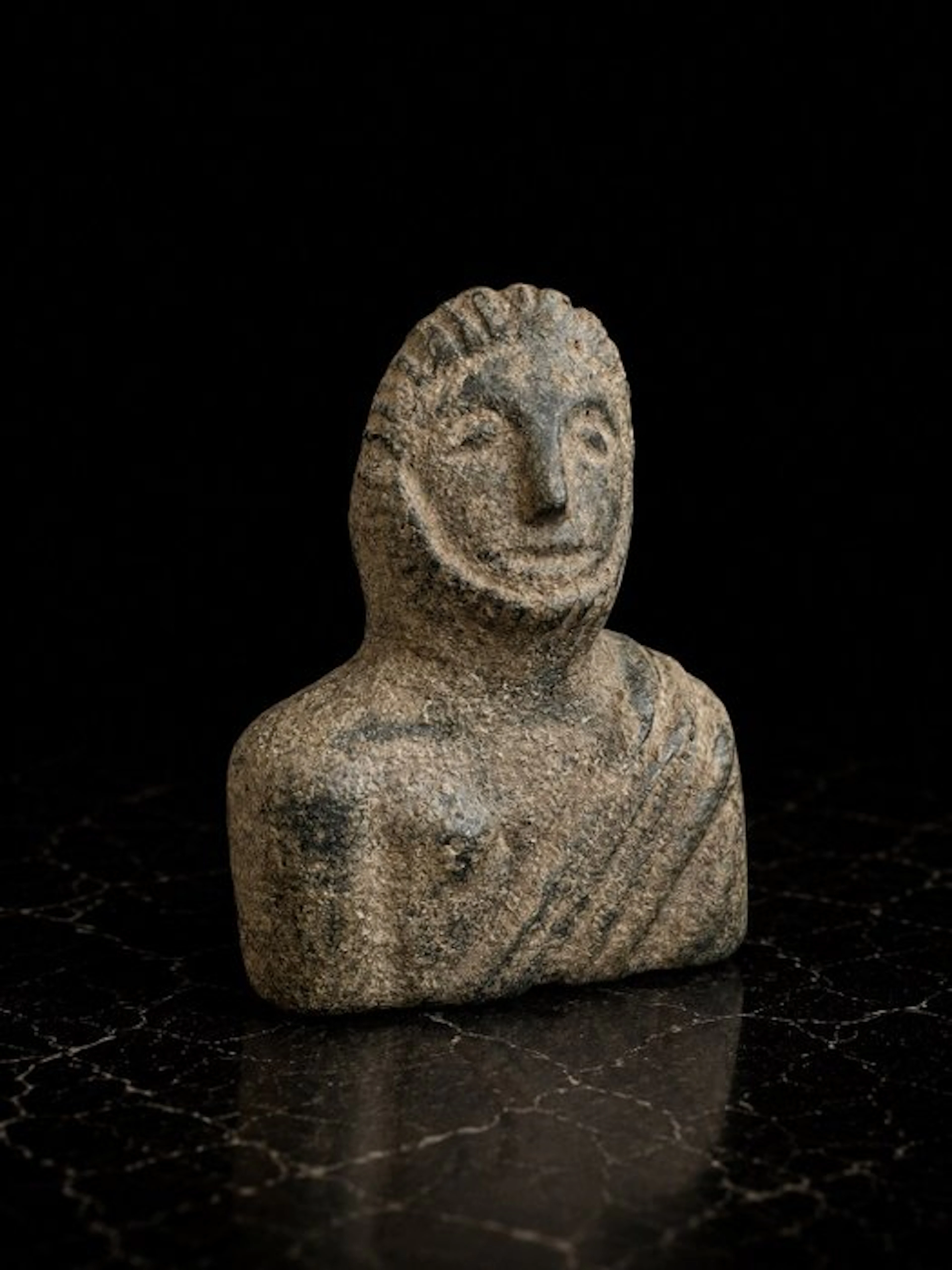 Ancient (Roman?) Bronze Bust with Draped Shoulder 1st to 3rd Century AD