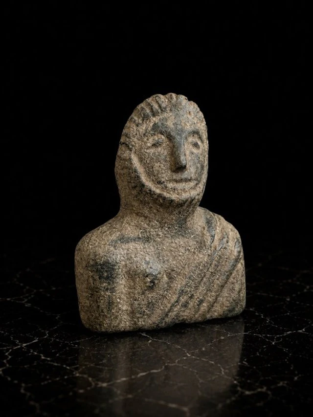 Ancient (Roman?) Bronze Bust with Draped Shoulder 1st to 3rd Century AD