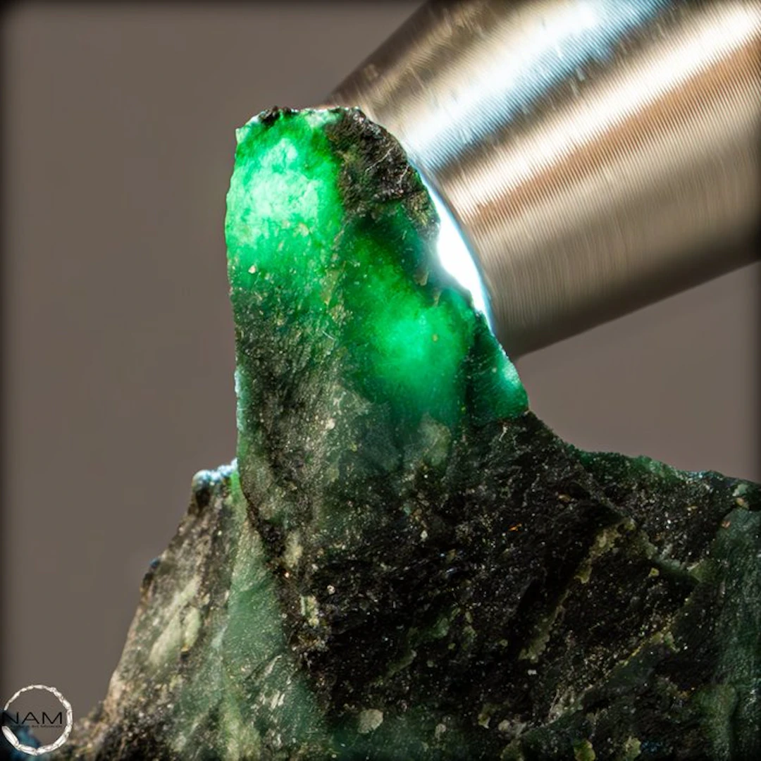 Natural emerald crystals on host rock from the legendary...