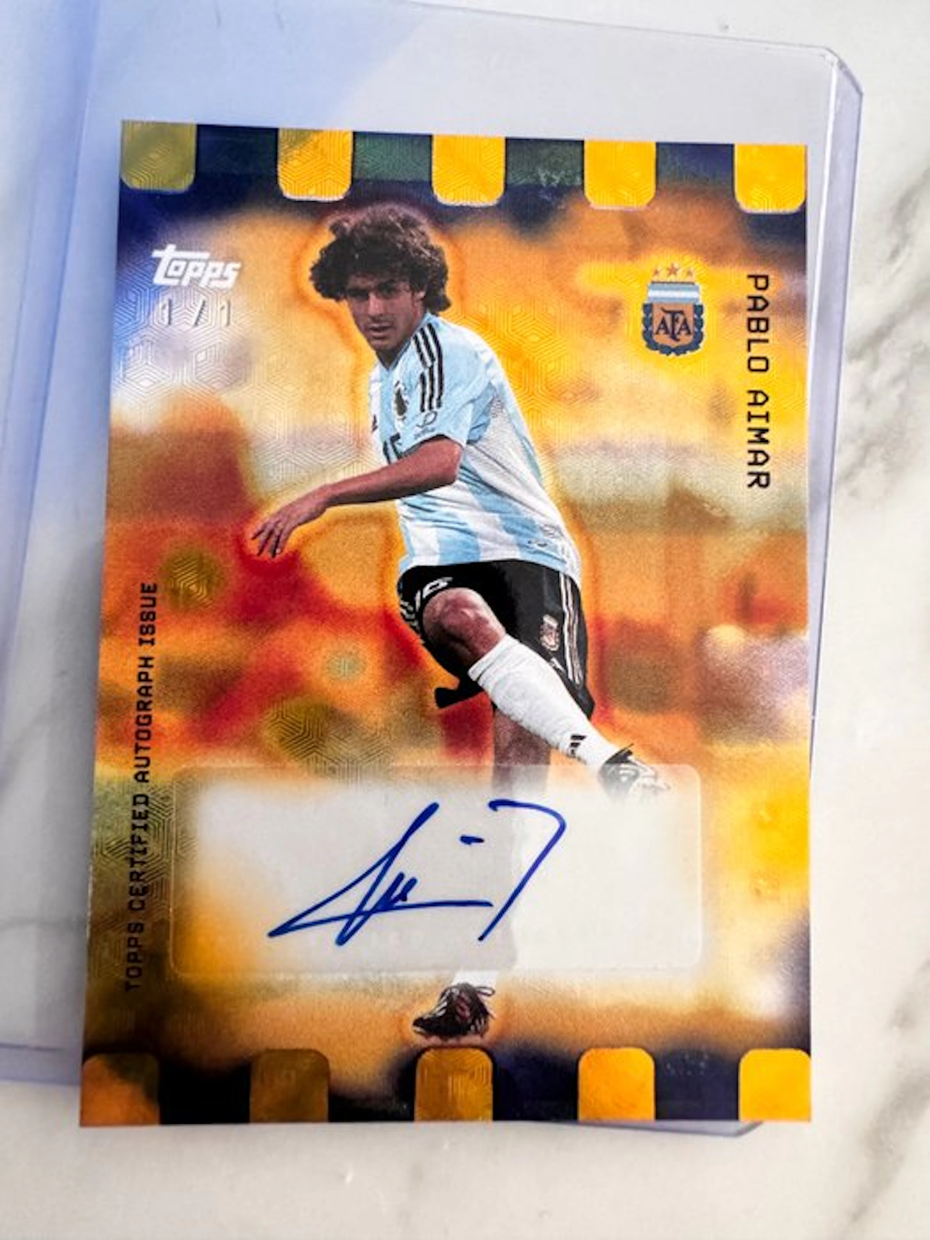 2025 Topps Topps Focus Argentina 2025 Pablo Aimar 1/1 Autographed card