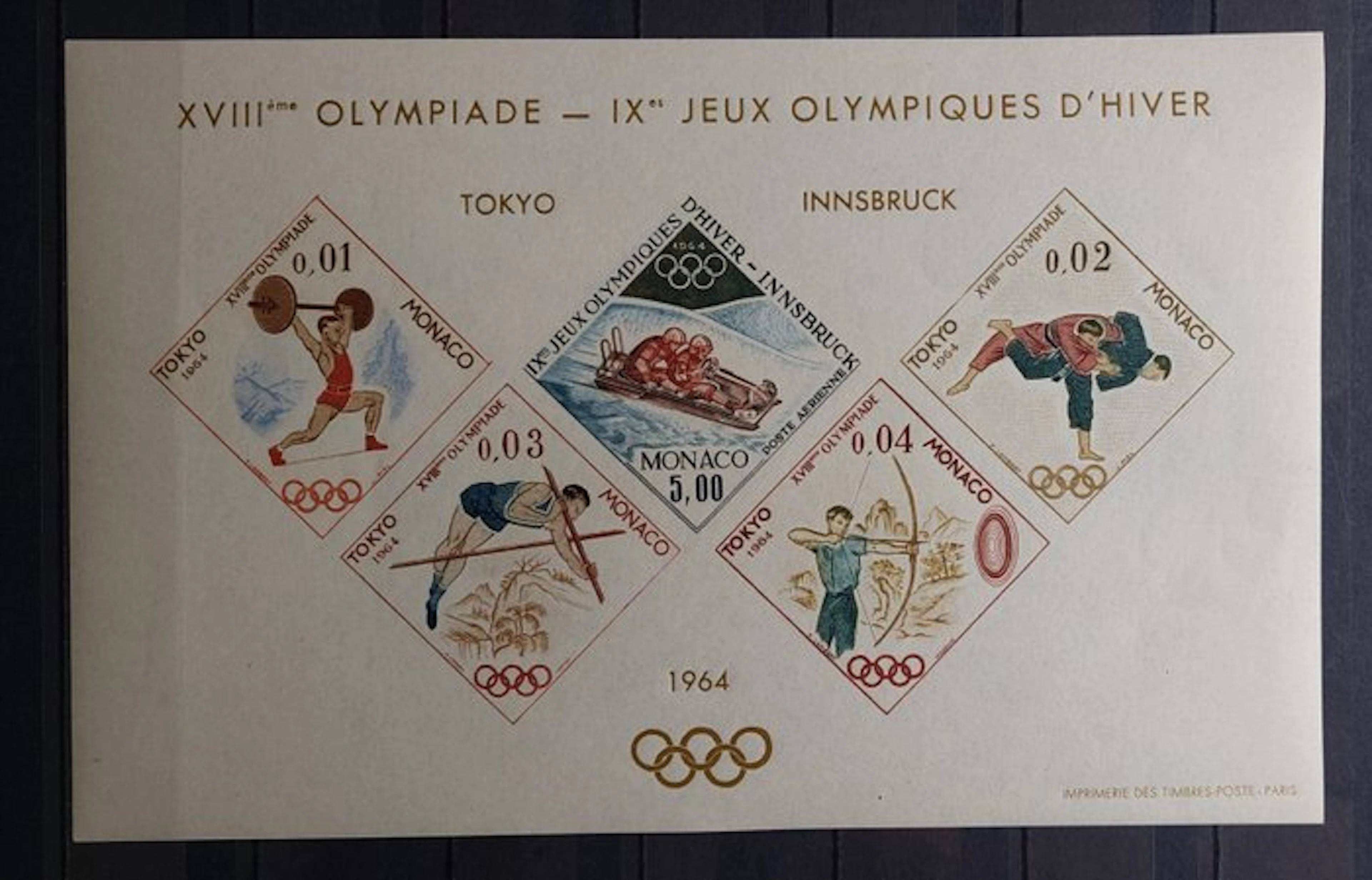 Monaco 1964/1964 - Monaco special block No. 7, 1964 Tokyo Olympics - Y&T n° 7