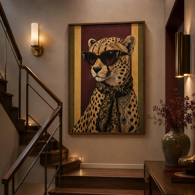 Panel - GA016 - Decorative “Leopard Dandy” – Animalier Artistic Fabric