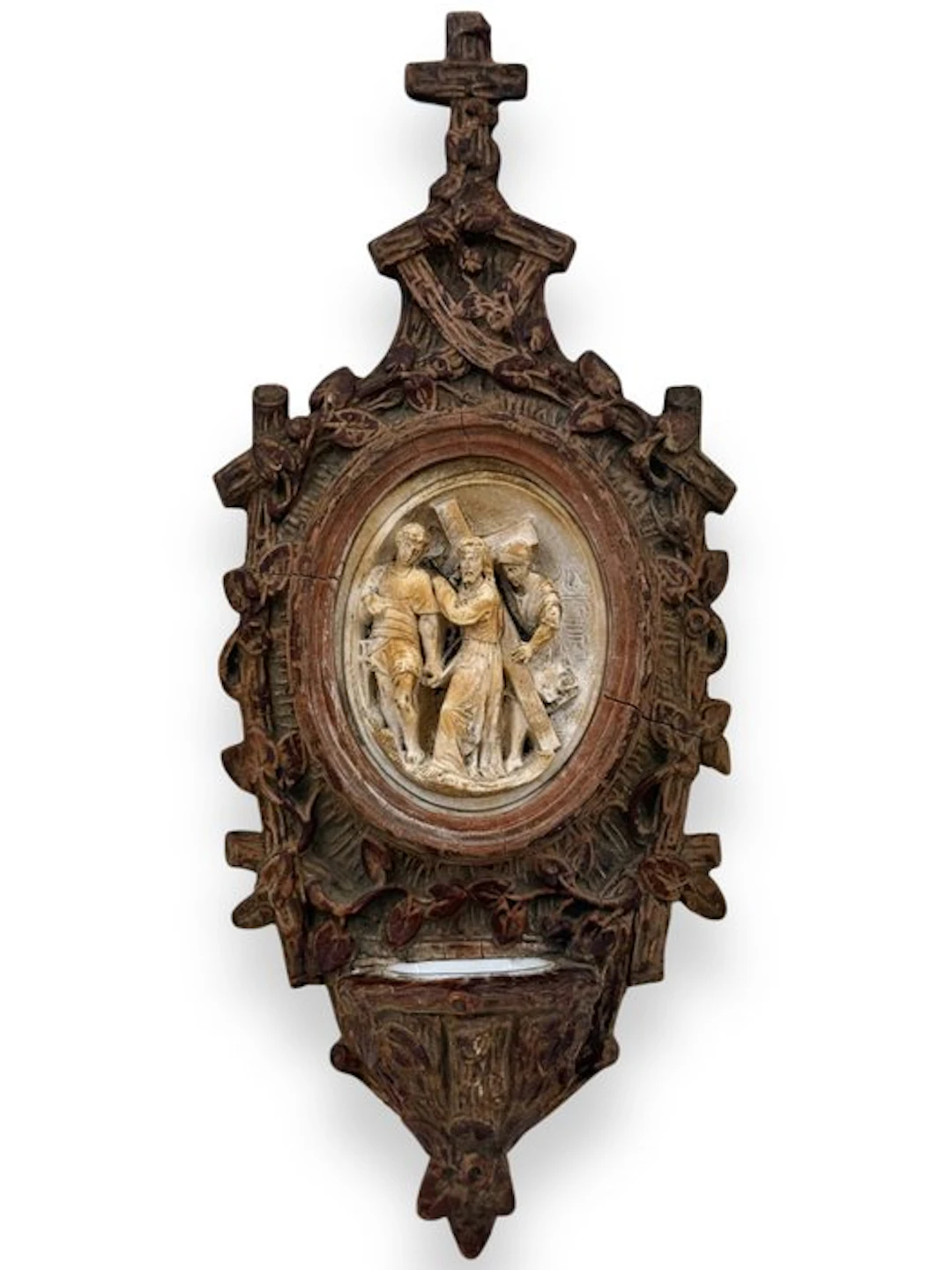 Holy water font - 1850-1900 - The Passion of Christ - 30 cm