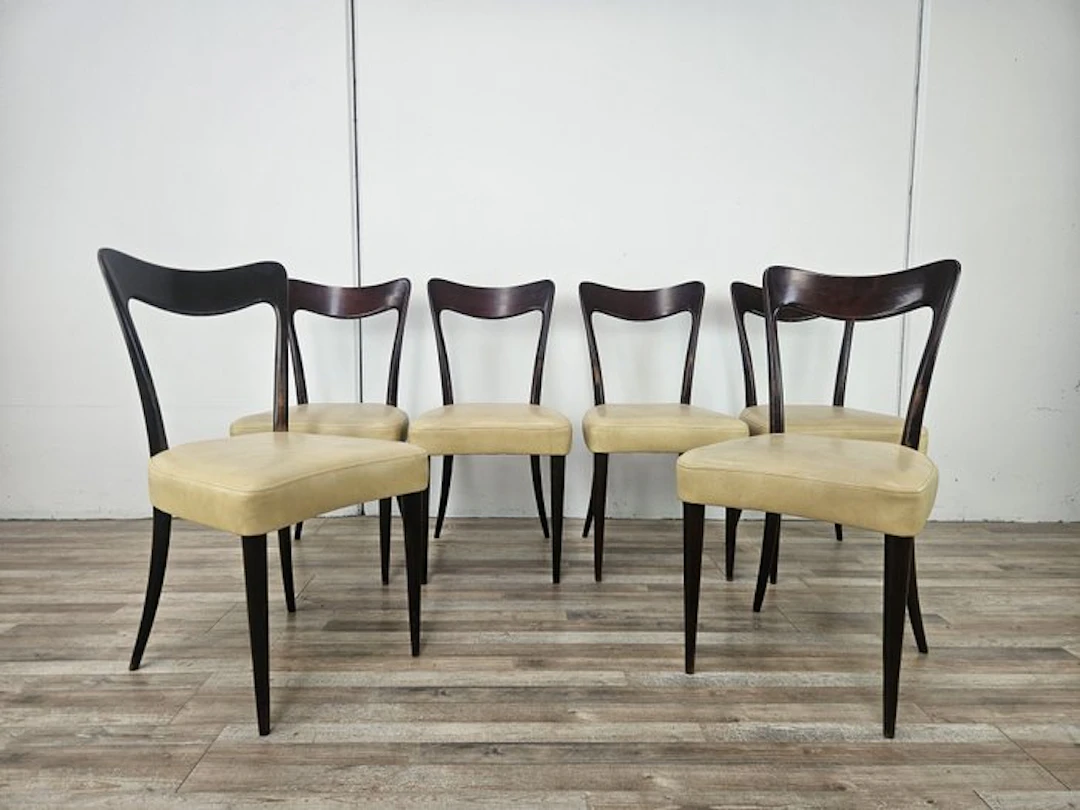 Carlo Rava - Dining room chair (6) - Six Art Deco chairs...