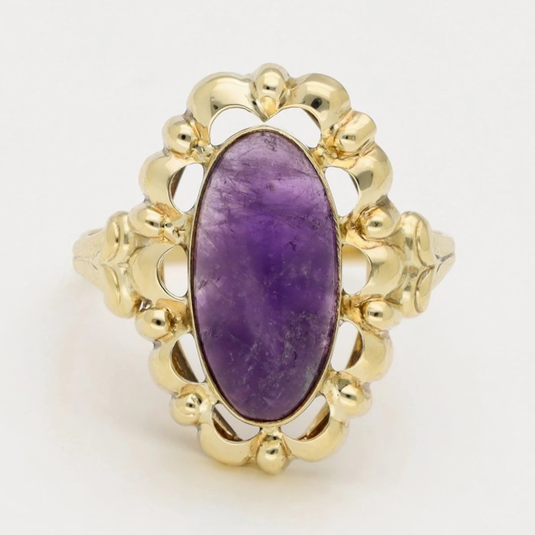 Ring - 14 kt. Yellow gold Amethyst