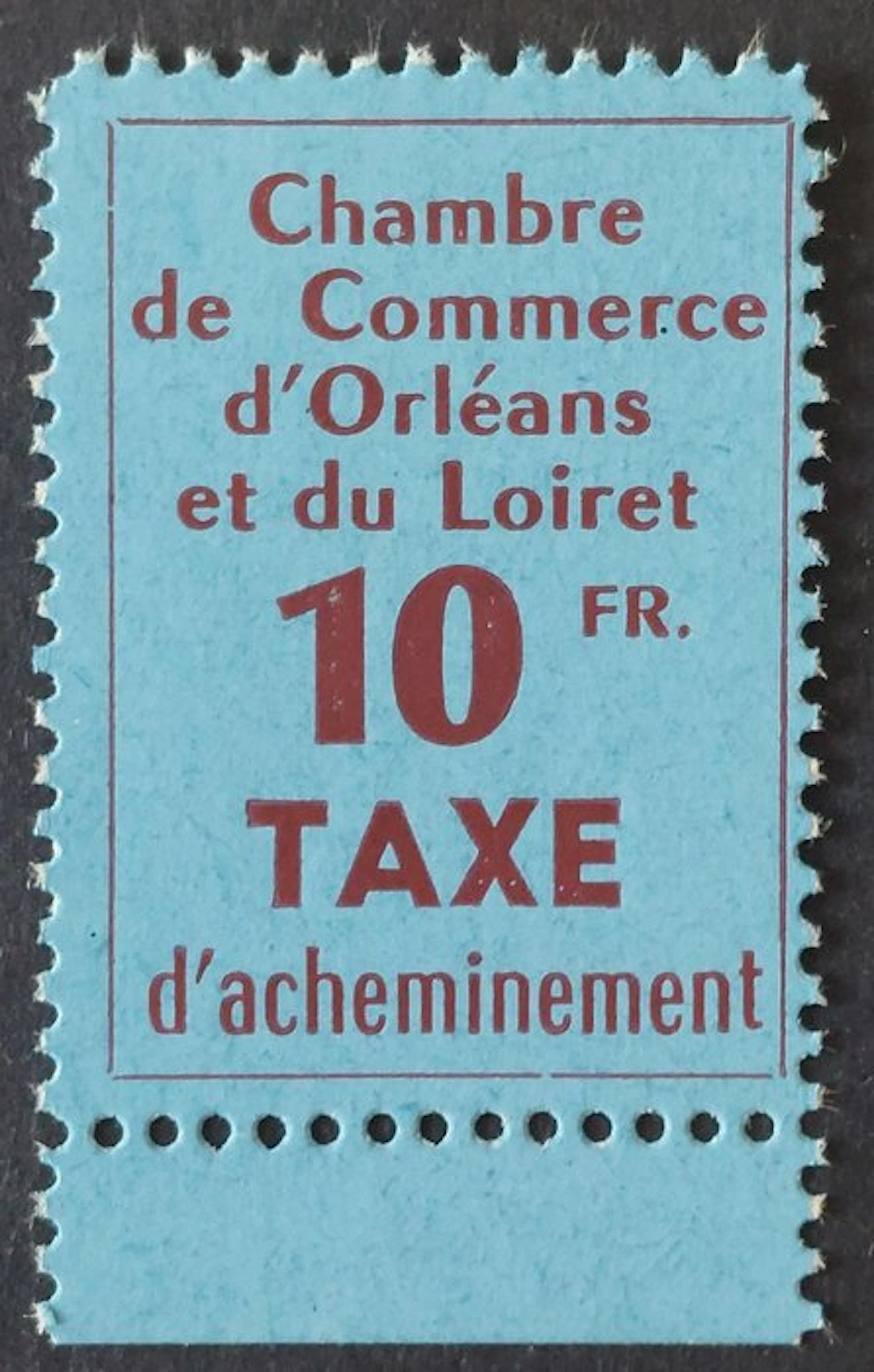 France 1953 - Strike stamp, 10 f. red-brown on blue, superb - Yvert Grève 2
