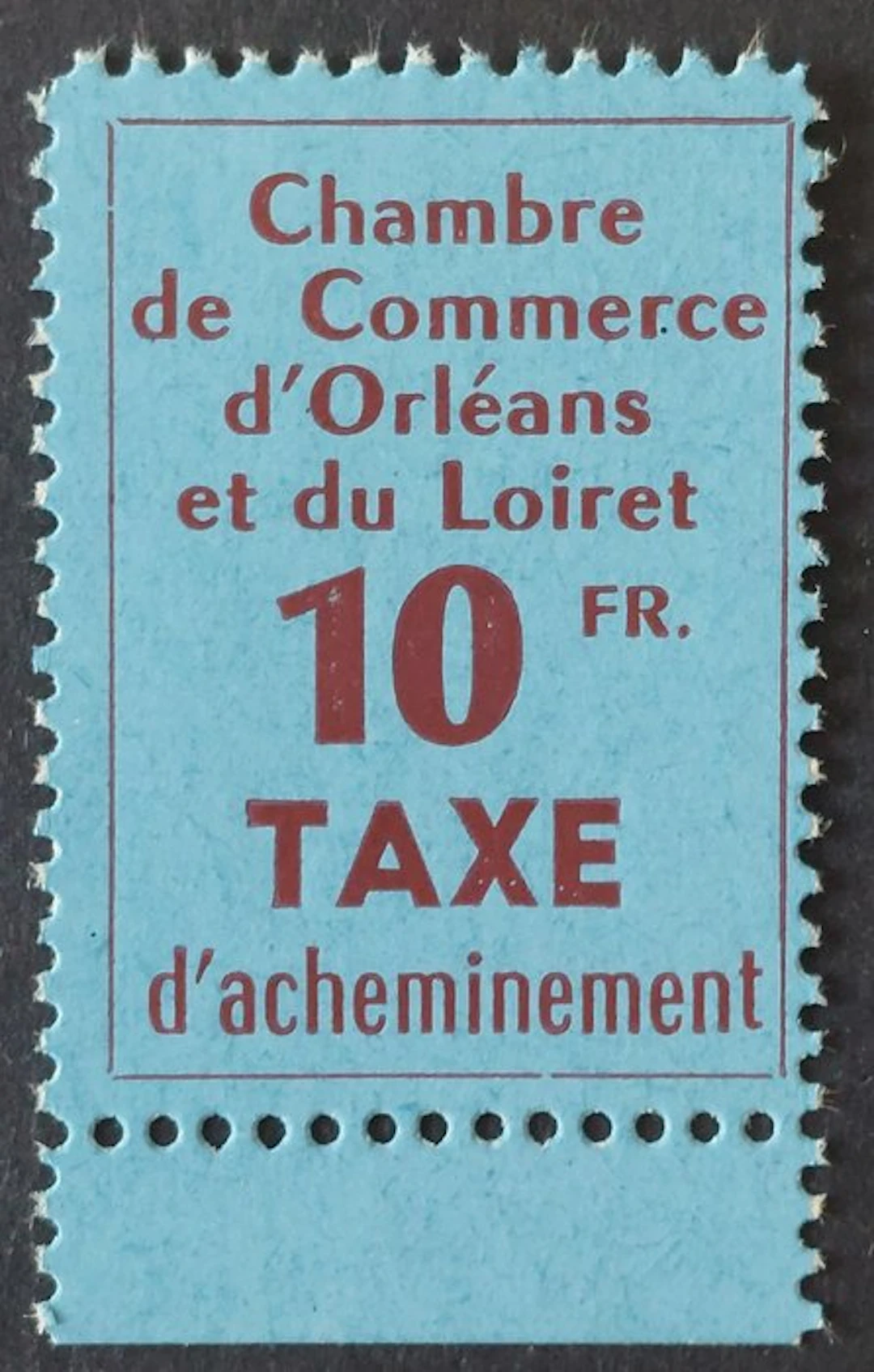 France 1953 - Strike stamp, 10 f. red-brown on blue, superb - Yvert Grève 2