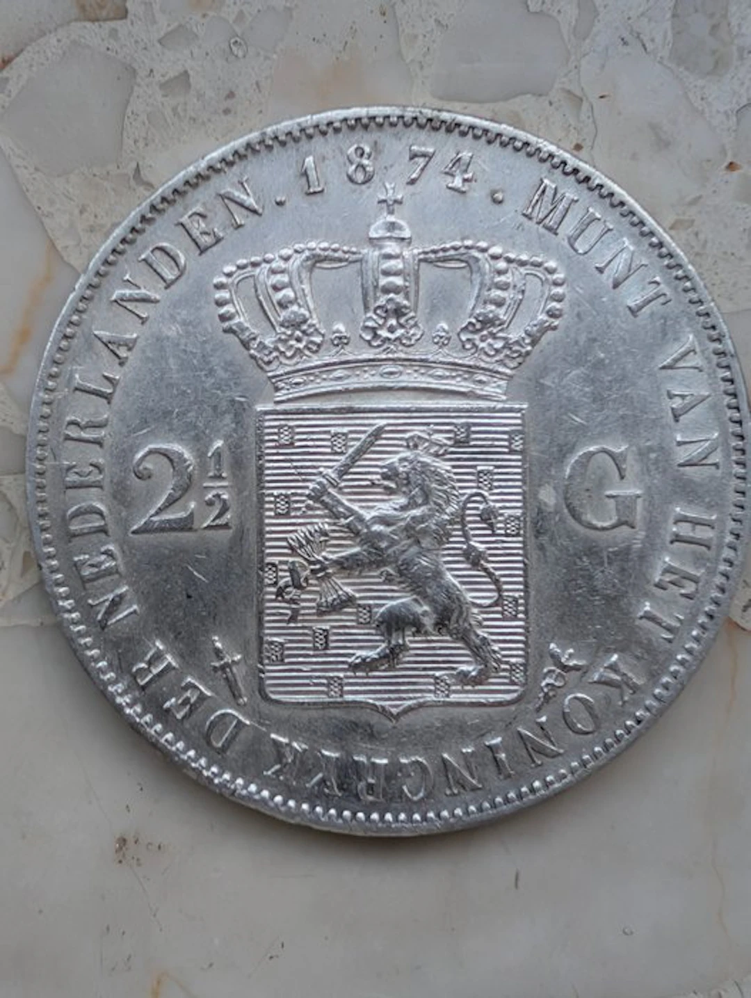 Netherlands. Willem III. 2 1/2 Gulden 1974 zwaard (No reserve price)
