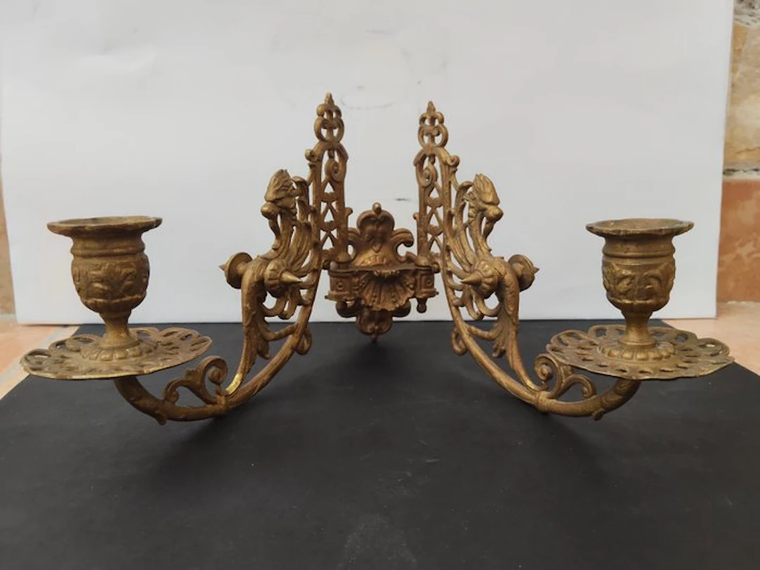 Candlestick (2) - Brass - Antique Brass sconce