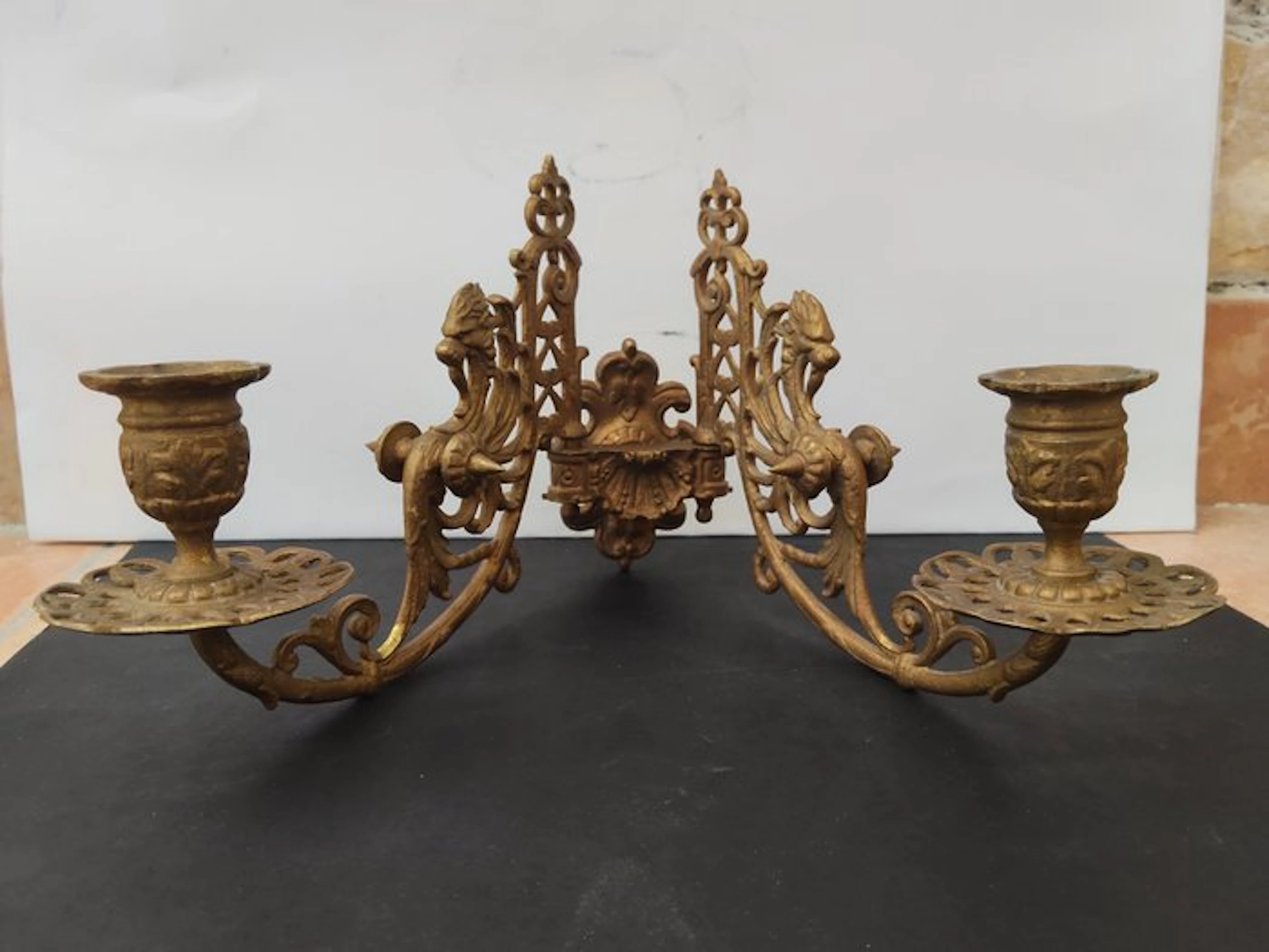 Candlestick (2) - Brass - Antique Brass sconce
