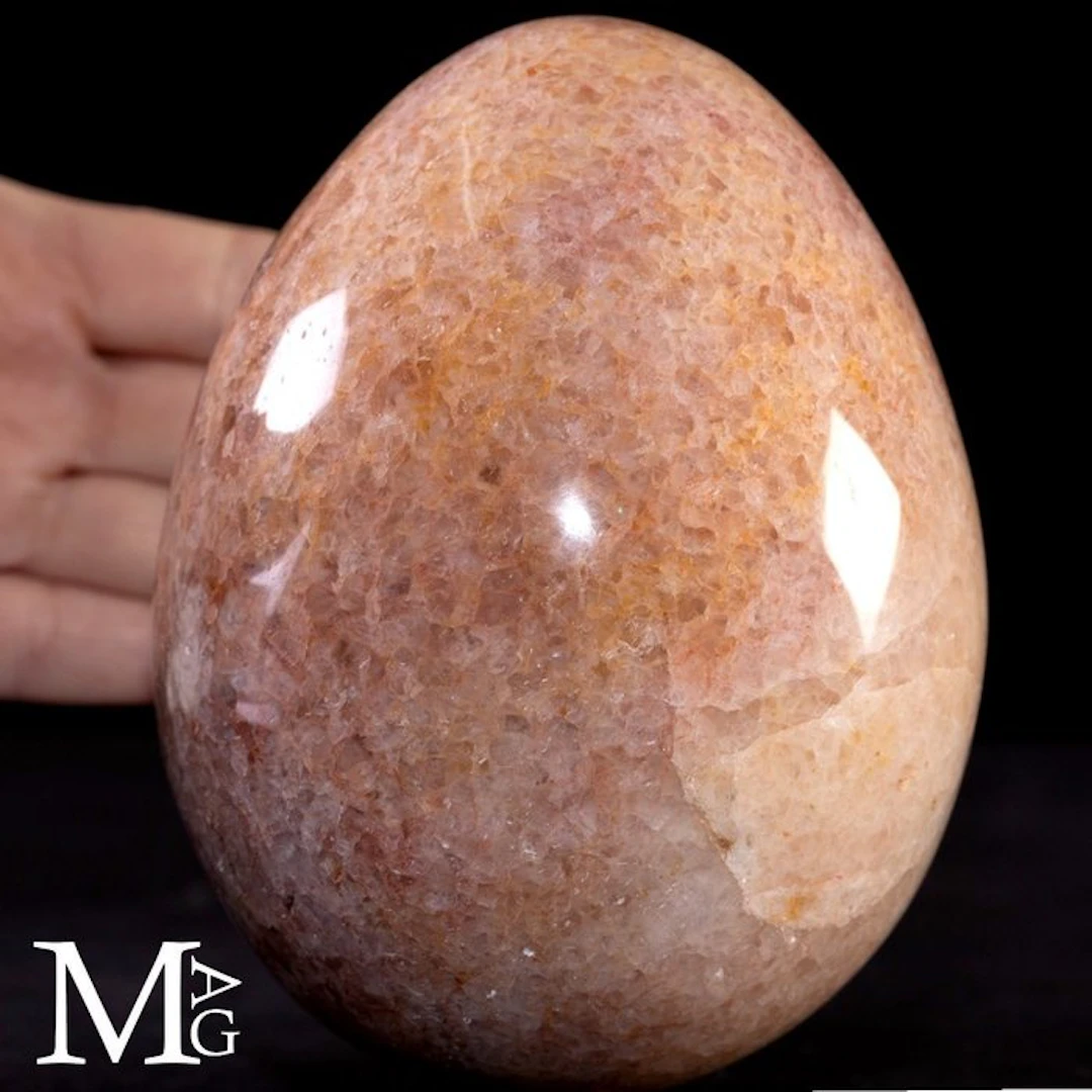 Highly Collectible Hand-Carved Pink Quartzite Egg...