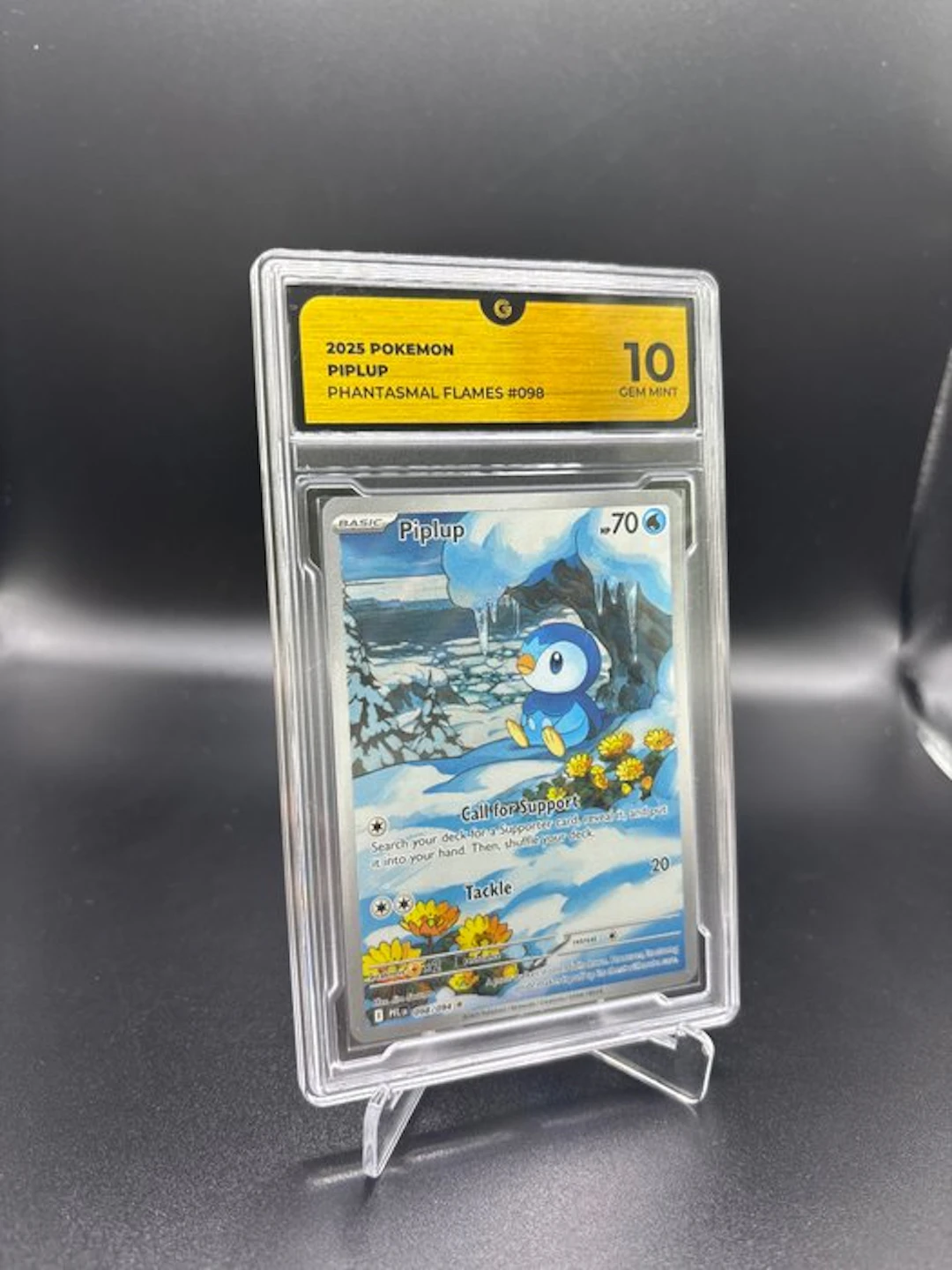 Pokémon - 1 Graded card - Piplup 098 Phantasmal Flames Full art - GG 10