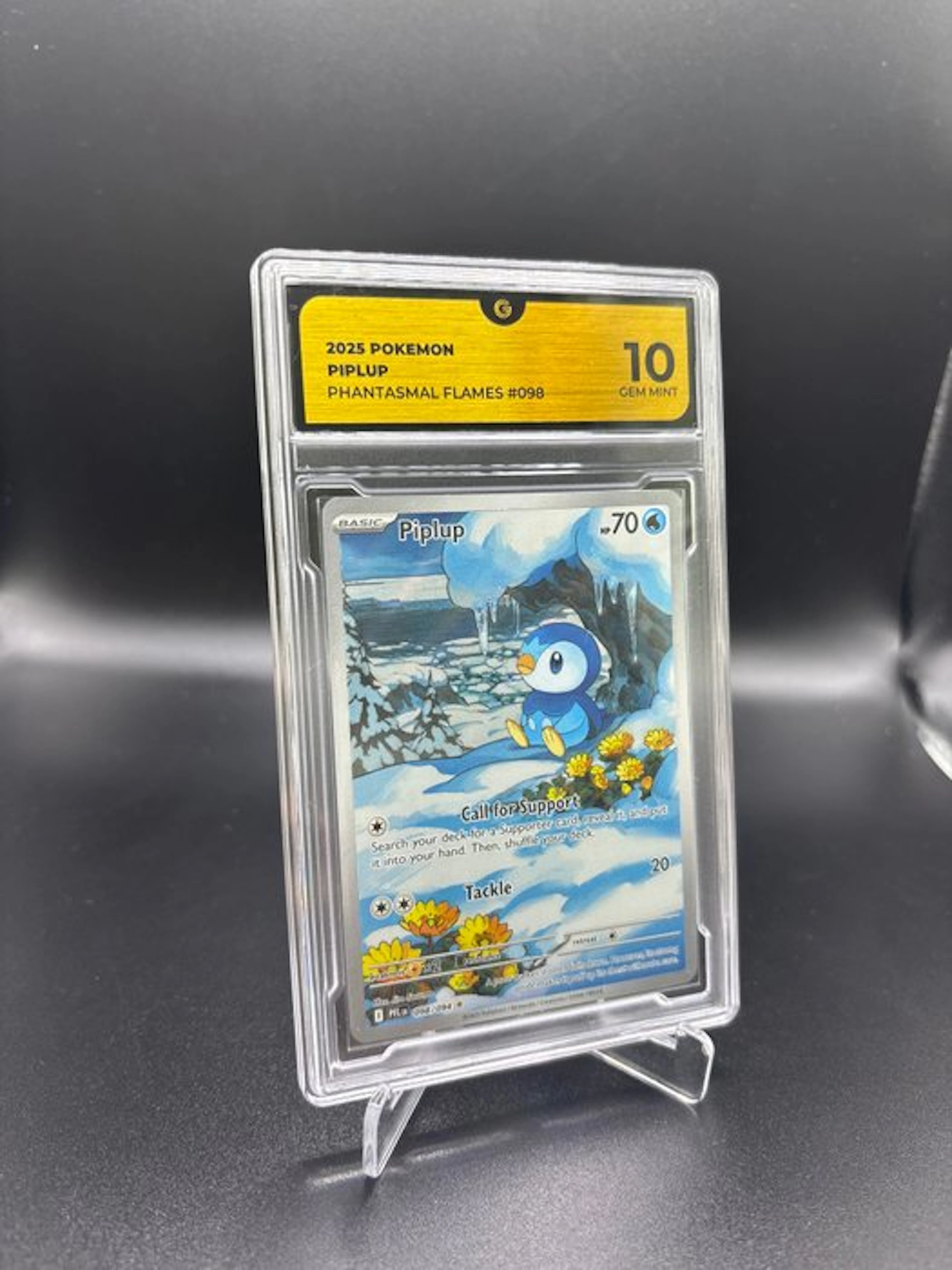Pokémon - 1 Graded card - Piplup 098 Phantasmal Flames Full art - GG 10