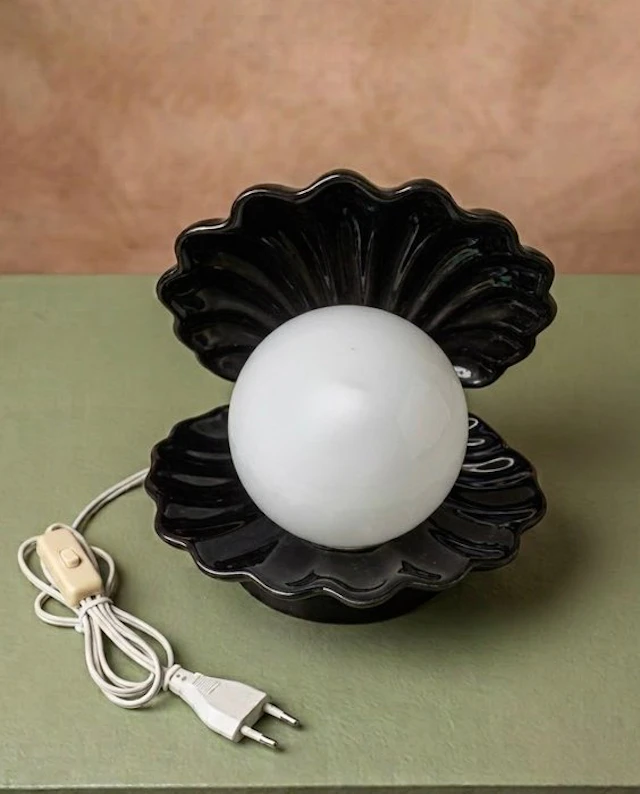 Lampe vintage coquillage avec perle lumineuse – Céramique...