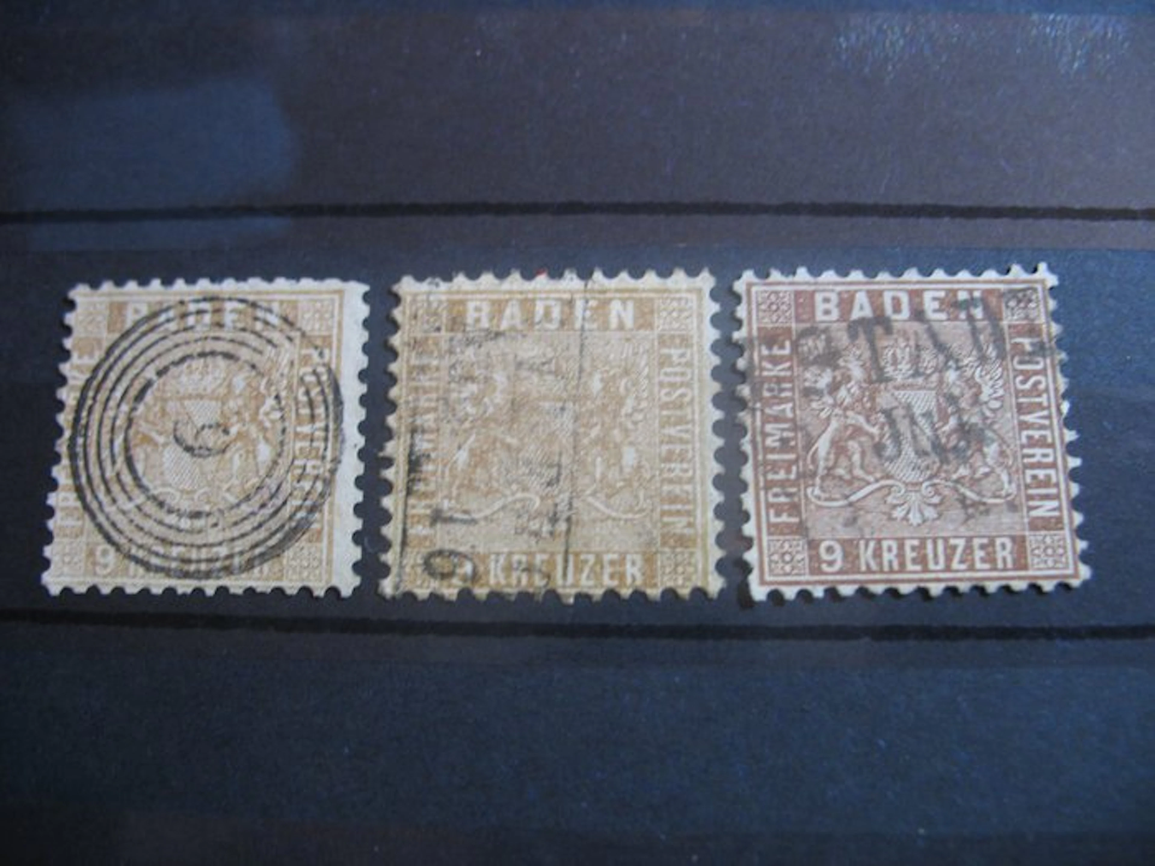 Baden - Postage stamps Baden MiNr. 15 – 3 different colors/shades