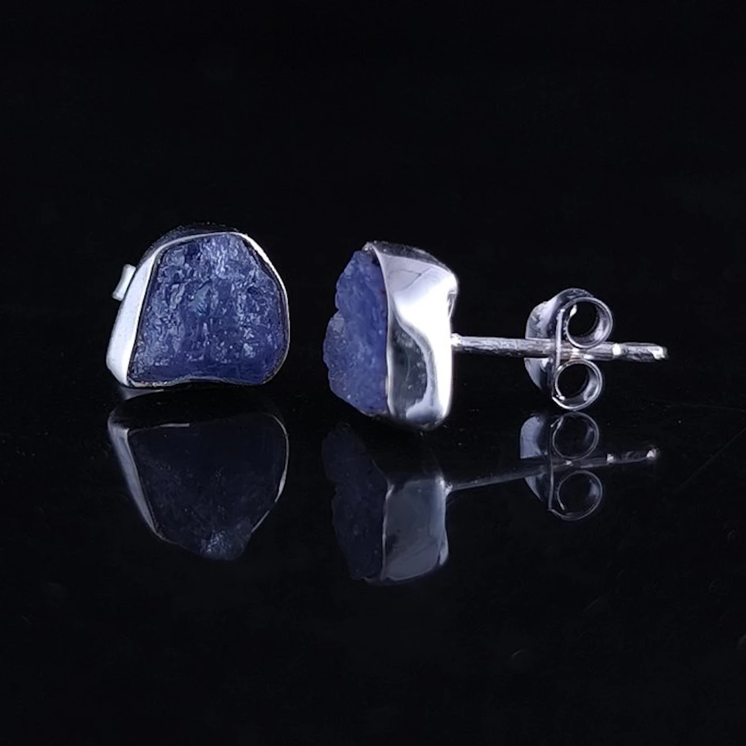 Tanzanite Sterling silver earrings - Height: 10 mm - Width: 9 cm- 1.73 g - (1)