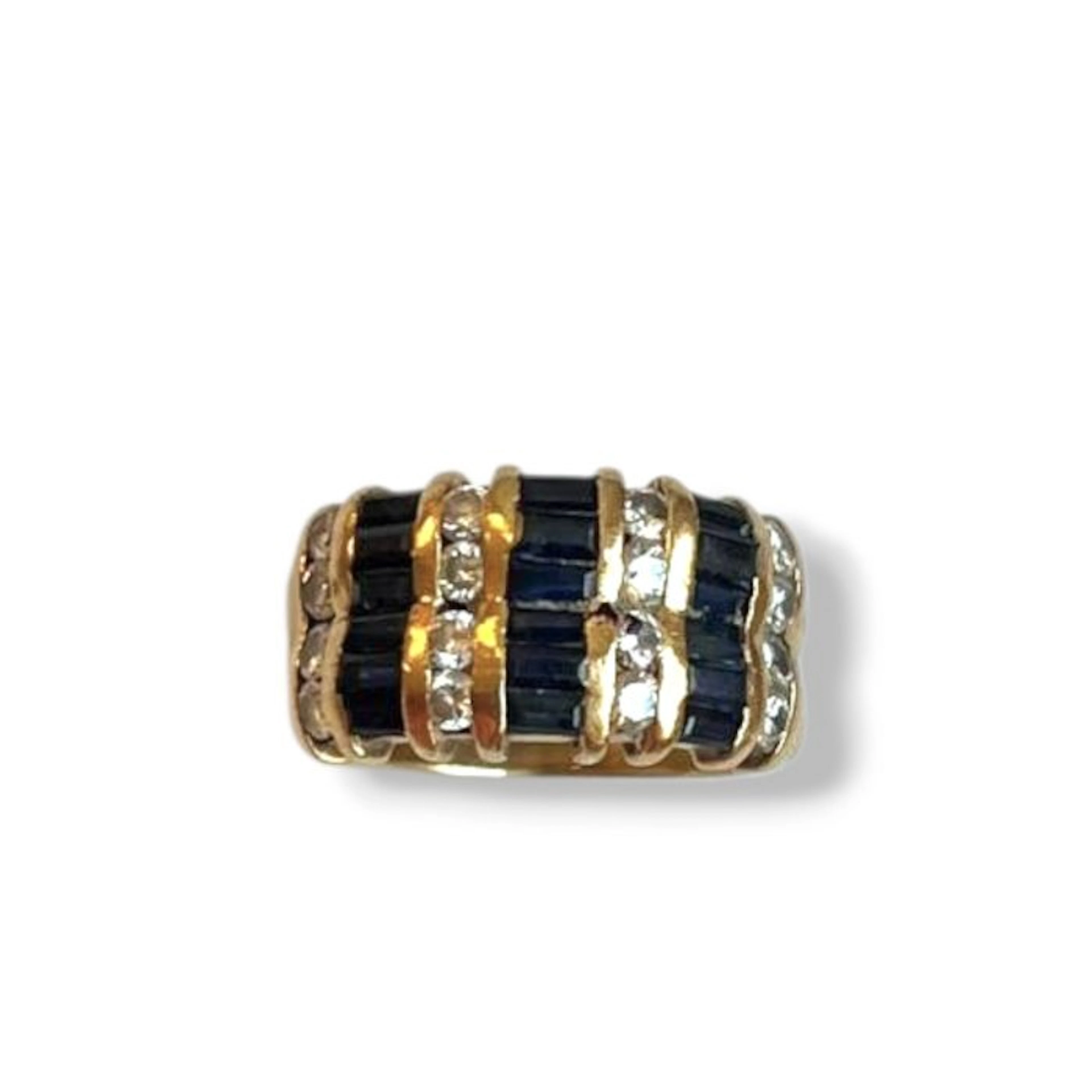 Ring - 18 kt. Yellow gold - 1.38ct. tw. Diamond (Natural) - Sapphire