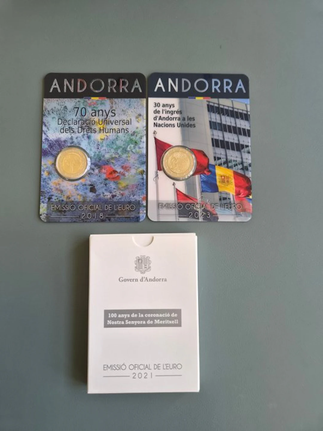 Andorra. 2 Euro 2018/2023 (3 monnaies) Proof + BU (No reserve price)