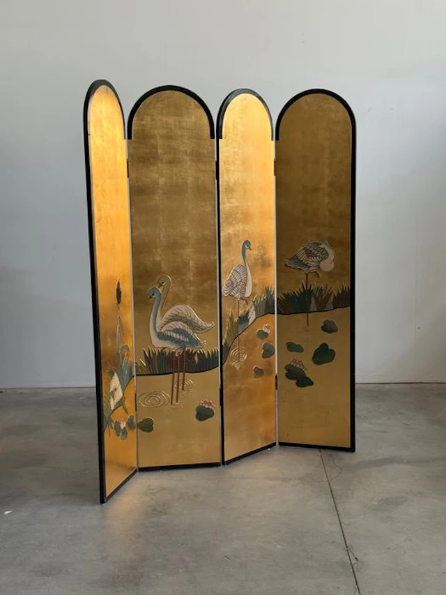Folding screen - Wood, Gold - China - Ancient Chinese - Gold leaf